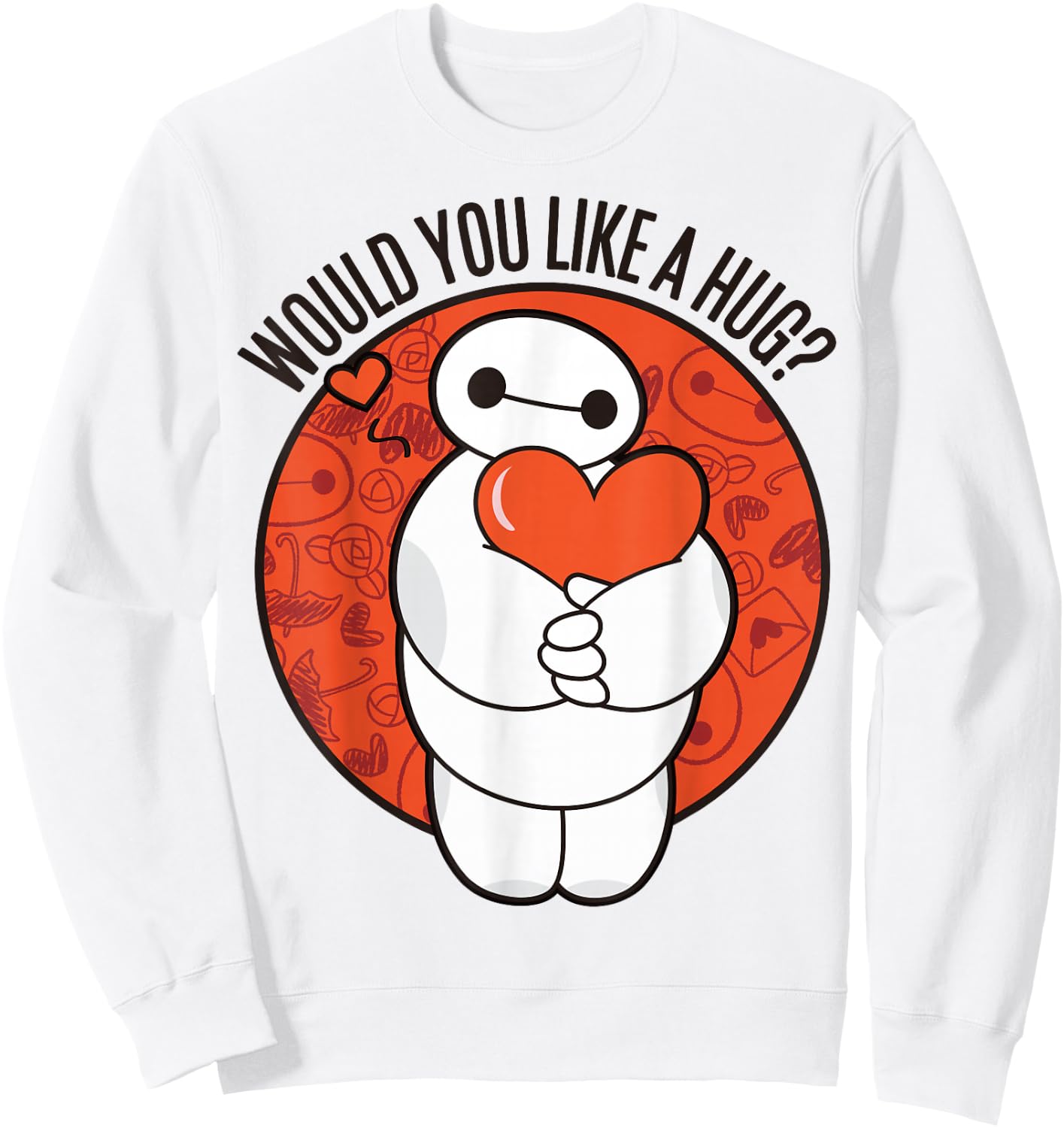 Disney Big Hero 6 Valentine's Day Baymax Hug Heart Logo Sweatshirt - Sweatshirt | White