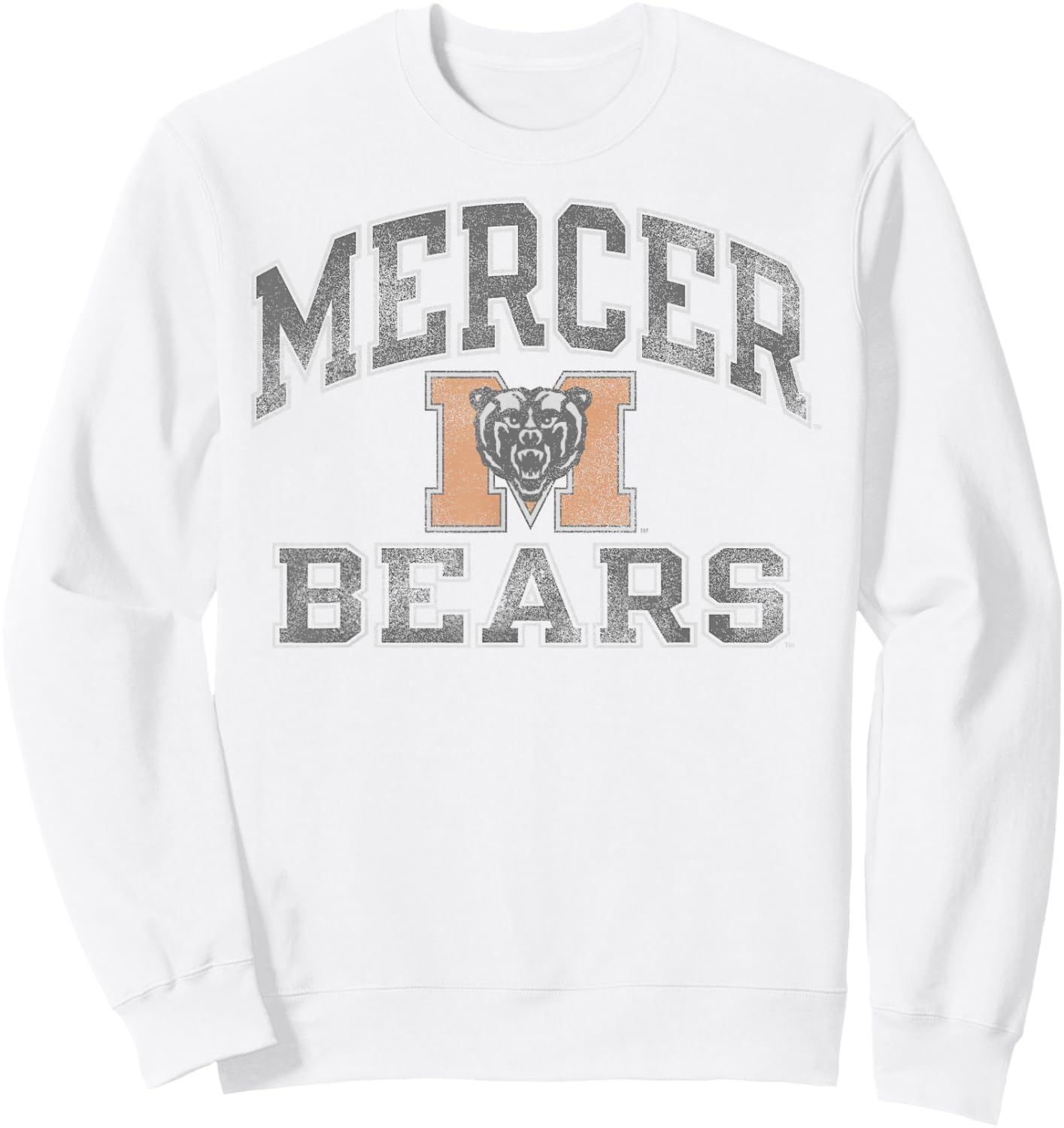 Mercer Bears Vintage Worn Gray Officially Licensed Sweatshirt - Sweatshirt | White