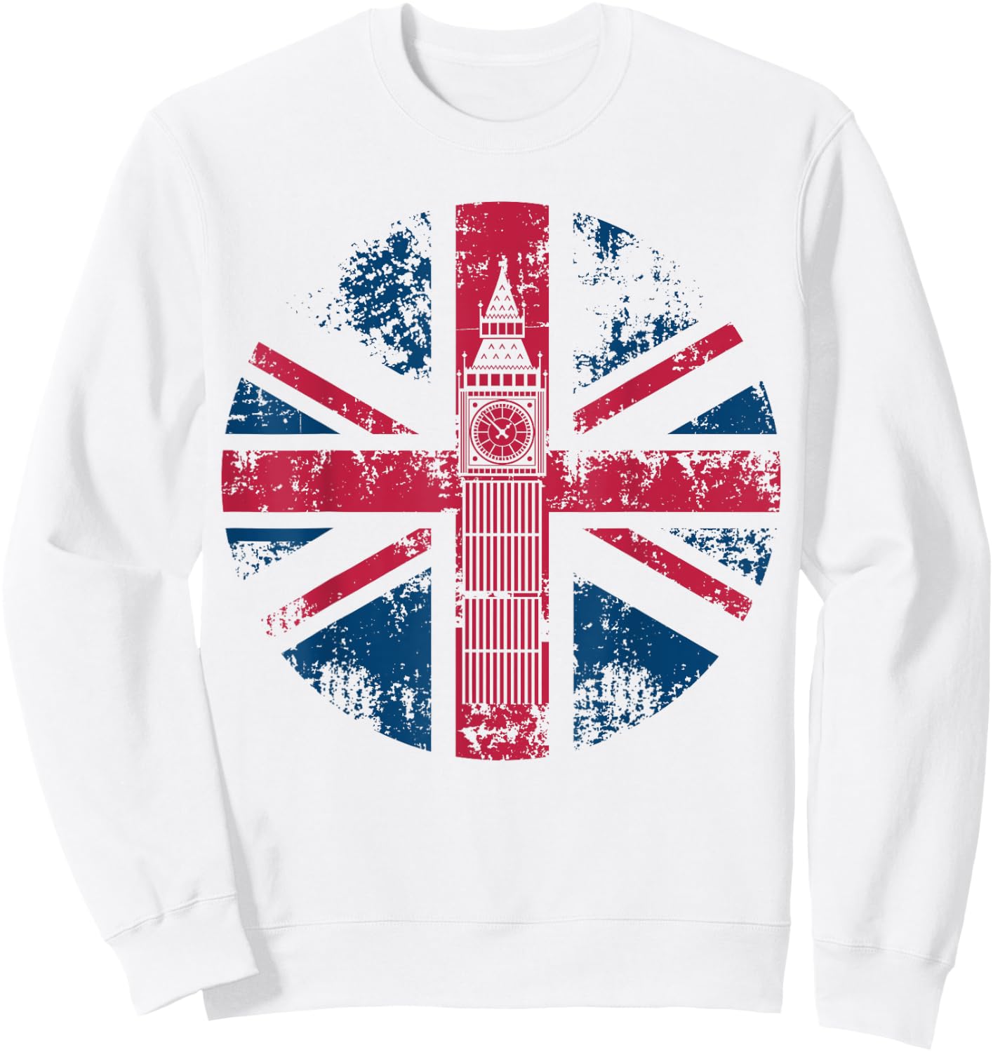 London Big Ben Union Jack Vintage UK Flag British Shirt Gift Sweatshirt - Sweatshirt | White