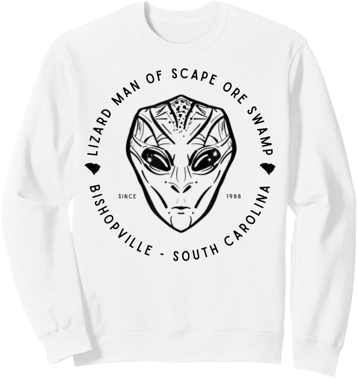 Lizard Man of Scape Ore Swamp Bishopville SC Famous Cryptid Sweatshirt - Sweatshirt | White