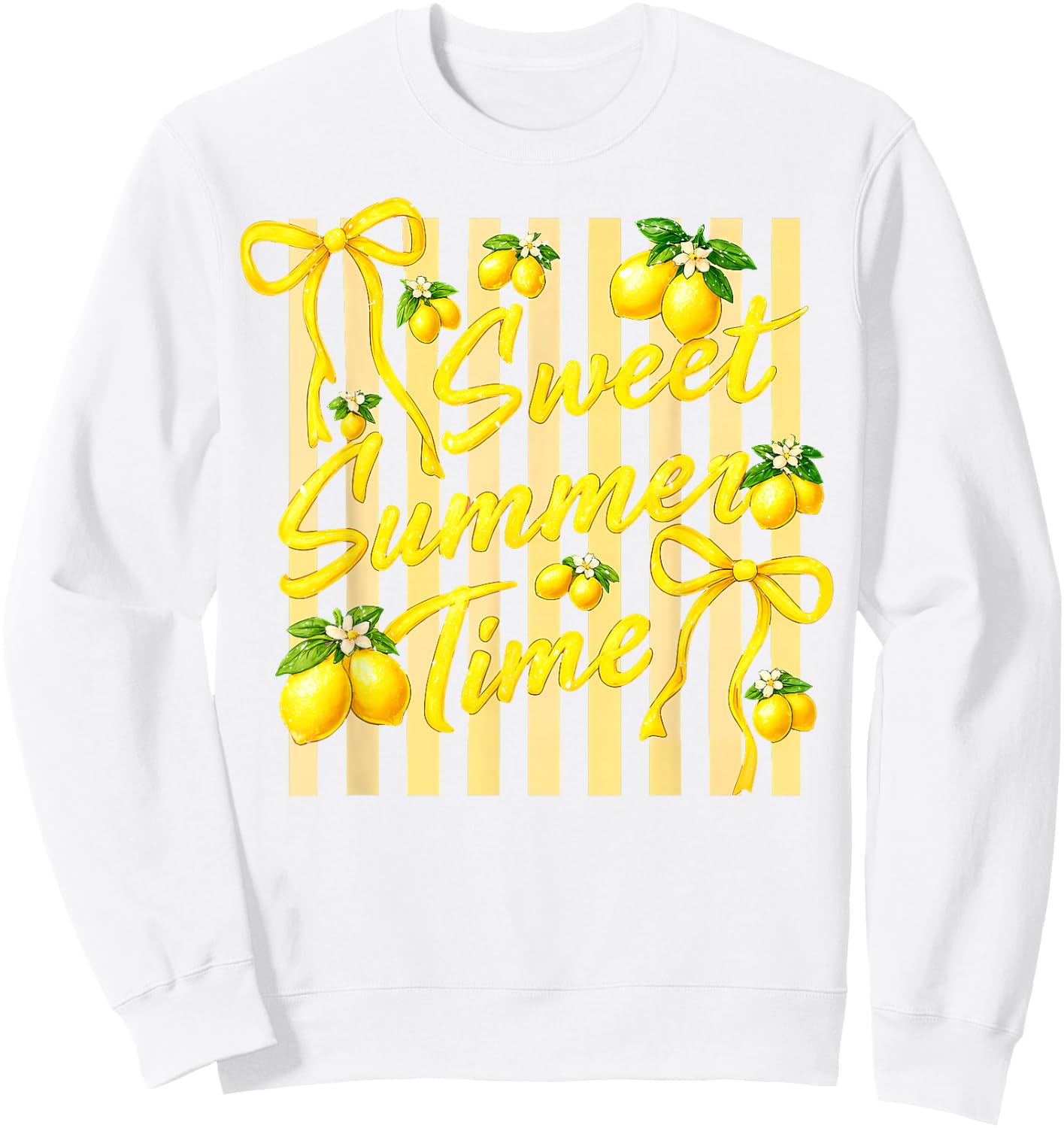 Sweet Summer Time Coquette Bows Lemon Girls Women Vintage Sweatshirt - Sweatshirt | White