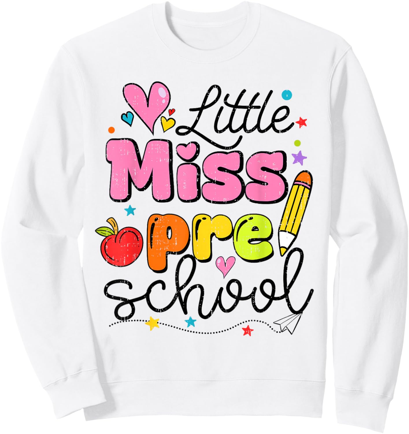 Little Miss Preschool Back to School Cute Preschool Girls Sweatshirt - Sweatshirt | White