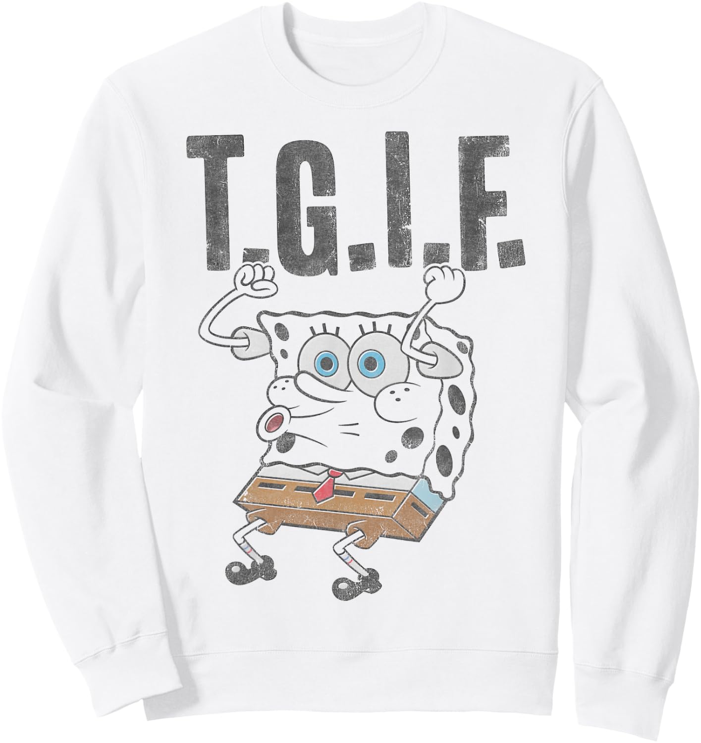 Spongebob SquarePants T.G.I.F. Humorous Sweatshirt - Sweatshirt | White