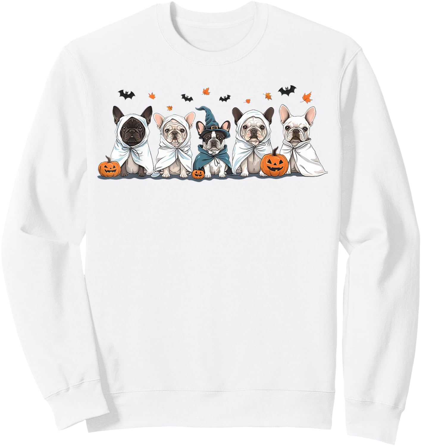 Funny Frenchie Halloween Costume Cute French Bulldog Ghost Sweatshirt - Sweatshirt | White