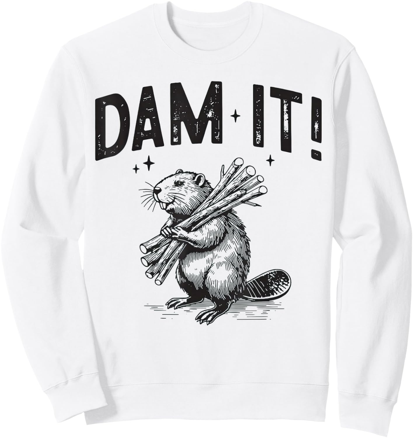 Dam it Beaver Animal Sweatshirt - Sweatshirt | White