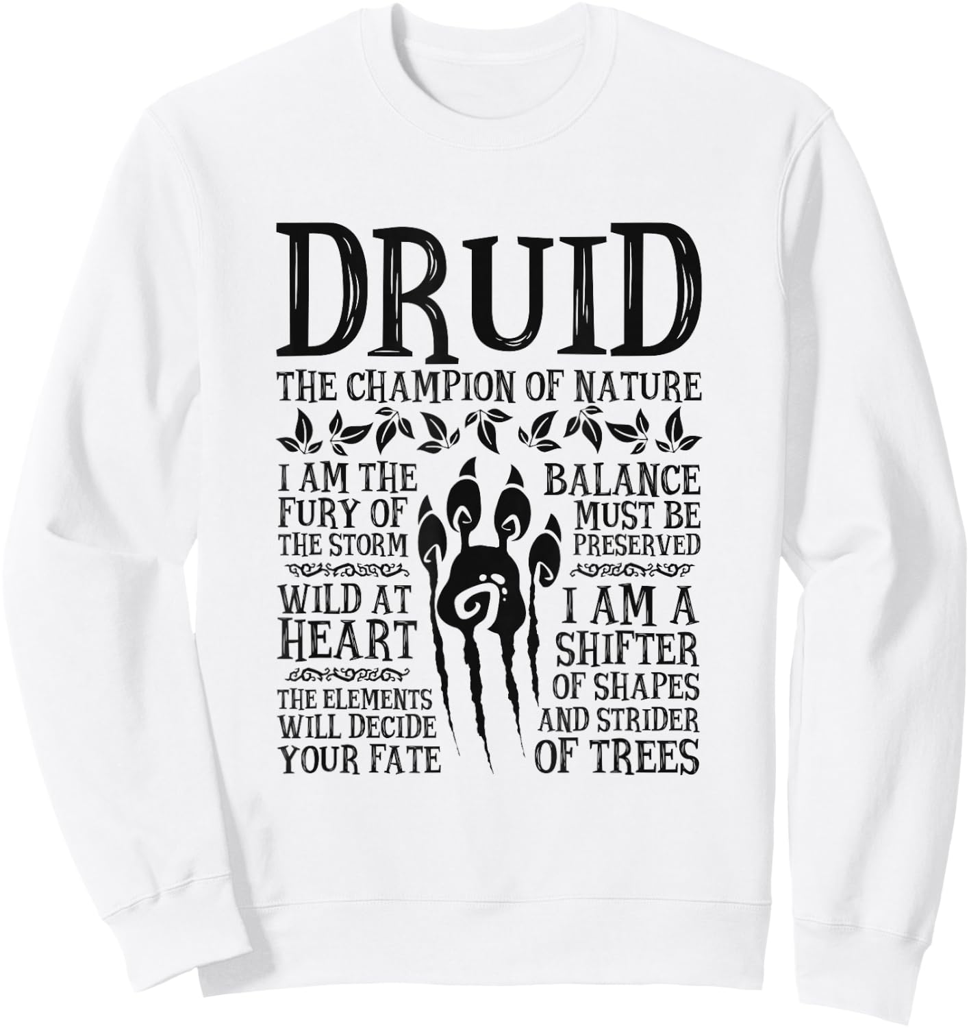 Druid, The Champion of Nature - RPG Class Sweatshirt - Sweatshirt | White