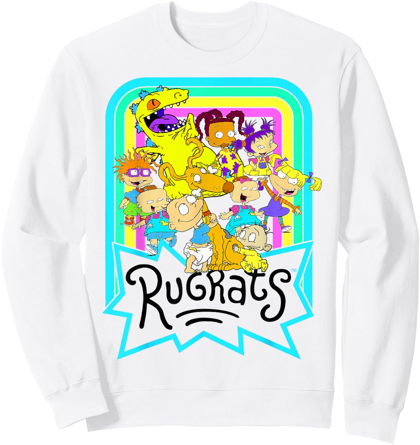 Nickelodeon Rugrats Neon Rainbow Reptar and Friends Small Sweatshirt - Sweatshirt | White