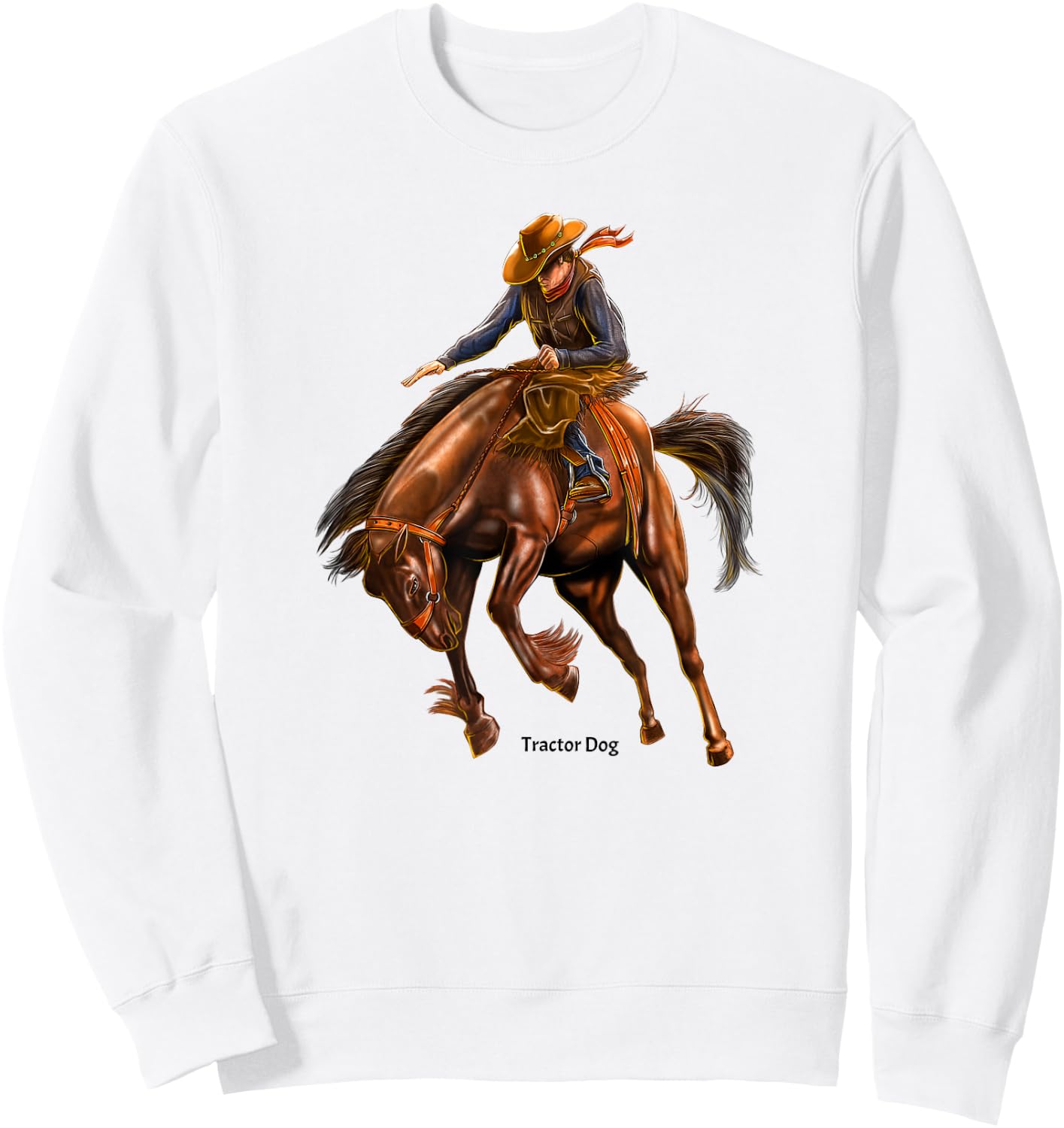 Bucking Bronco Rodeo Sweatshirt - Sweatshirt | White