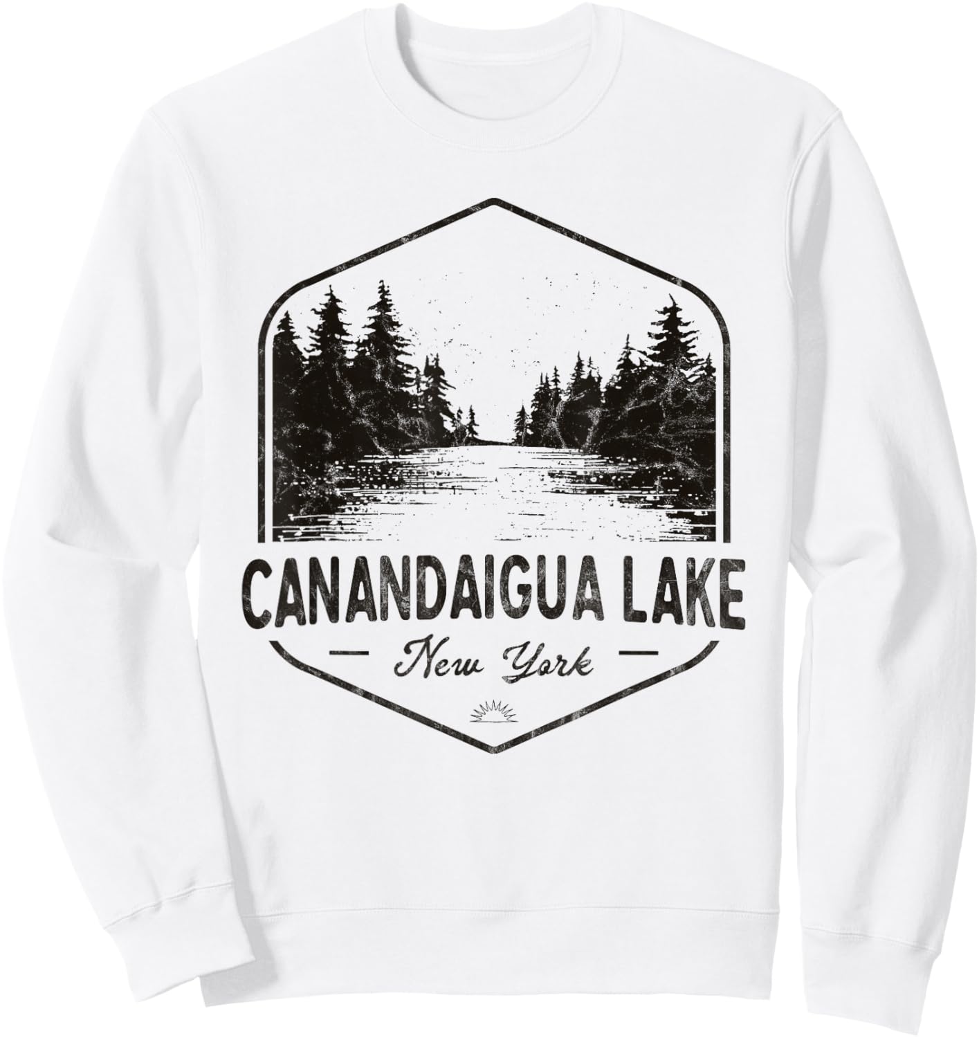 Canandaigua Lake New York Outdoors Vintage Sweatshirt - Sweatshirt | White
