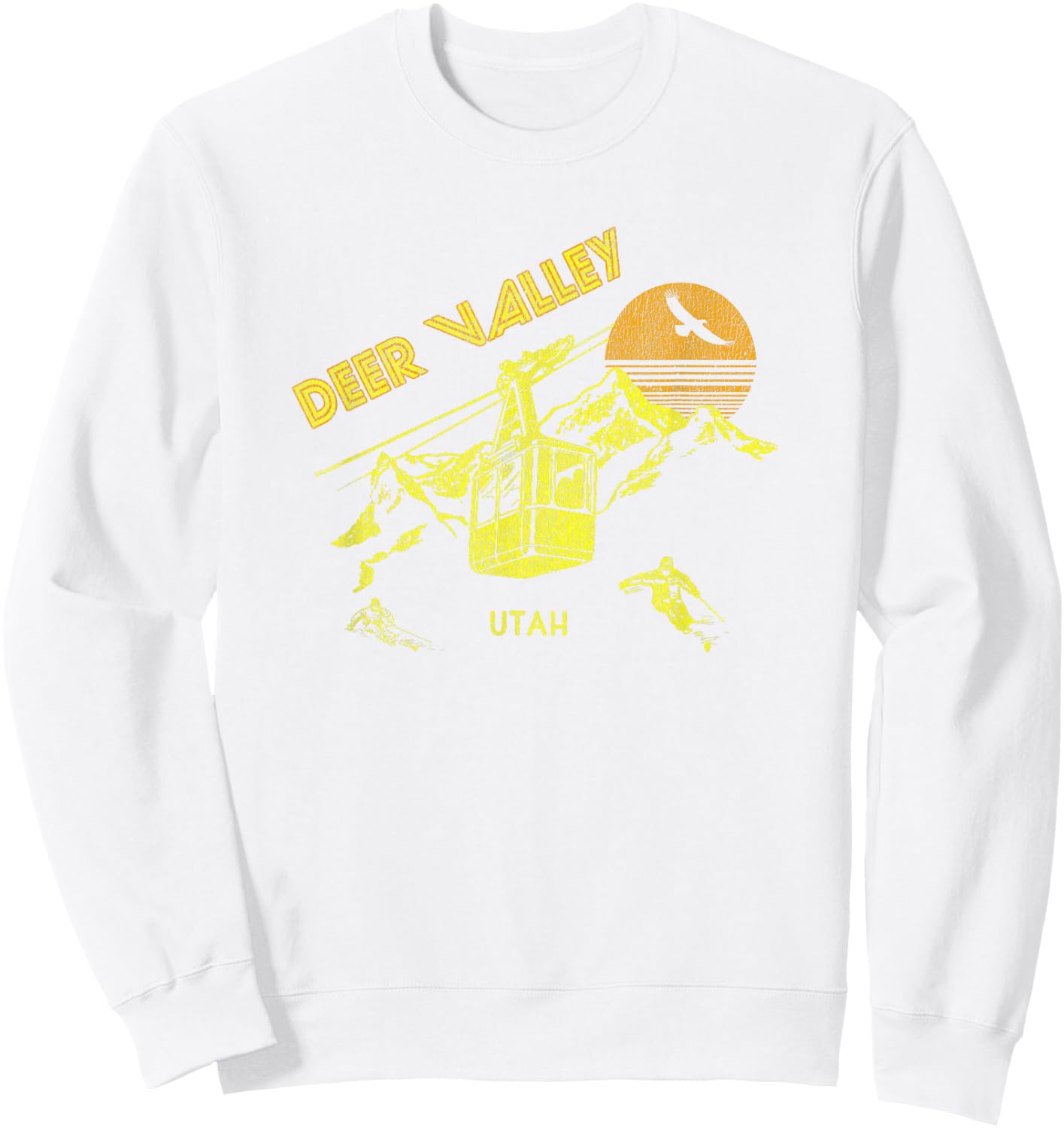 Deer Valley Utah Retro Skiing Sweatshirt - Sweatshirt | White
