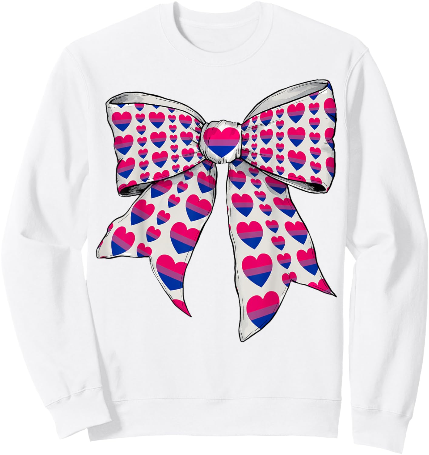Bisexual Pride Bi Flag Heart LGBTQ Coquette Bow Sweatshirt - Sweatshirt | White