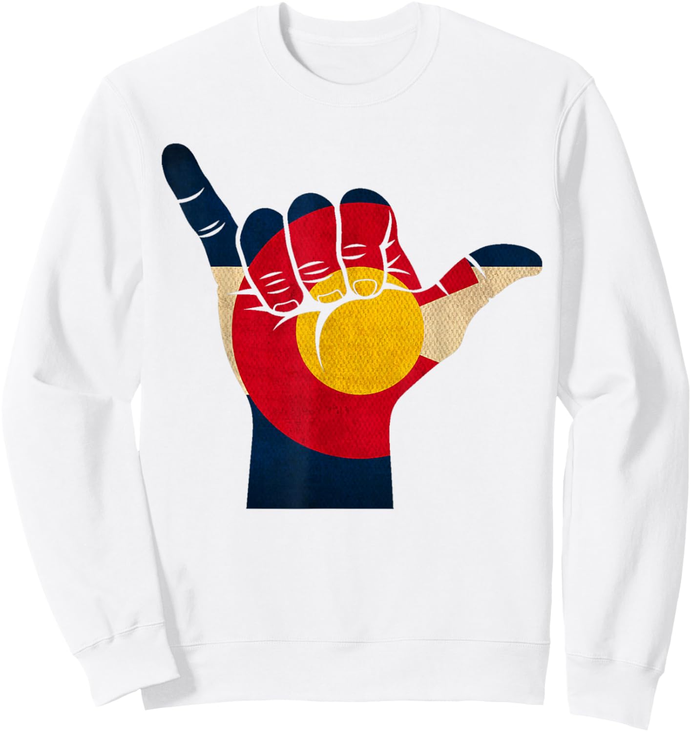 Colorado Rocky Mountain Shirt | Shaka Sign Flag of Colorado Sweatshirt - Sweatshirt | White