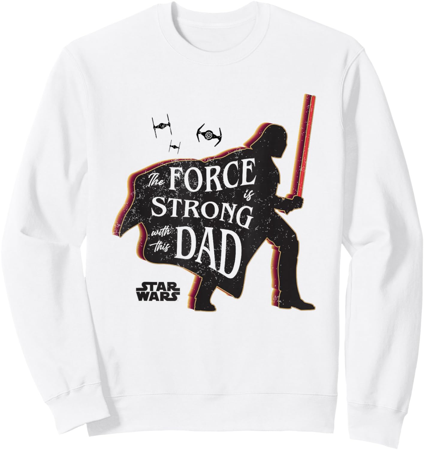 Star Wars Classic Force Strong Dad Silhouette Father's Day Sweatshirt - Sweatshirt | White