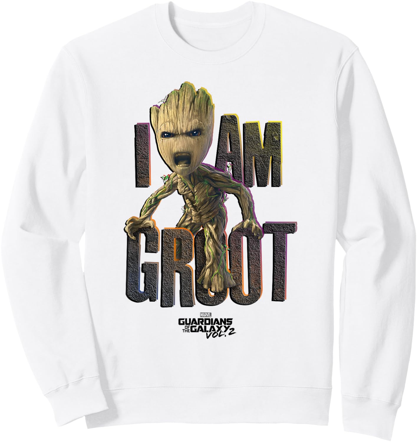 Marvel Guardians Vol.2 I AM Groot Cute Angry C1 Small Sweatshirt - Sweatshirt | White