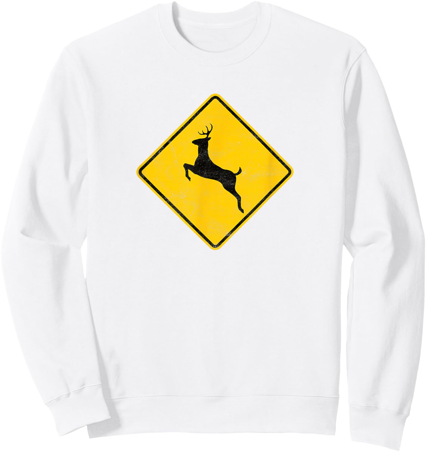 Retro Deer Crossing Vintage Hipster Sign Sweatshirt - Sweatshirt | White