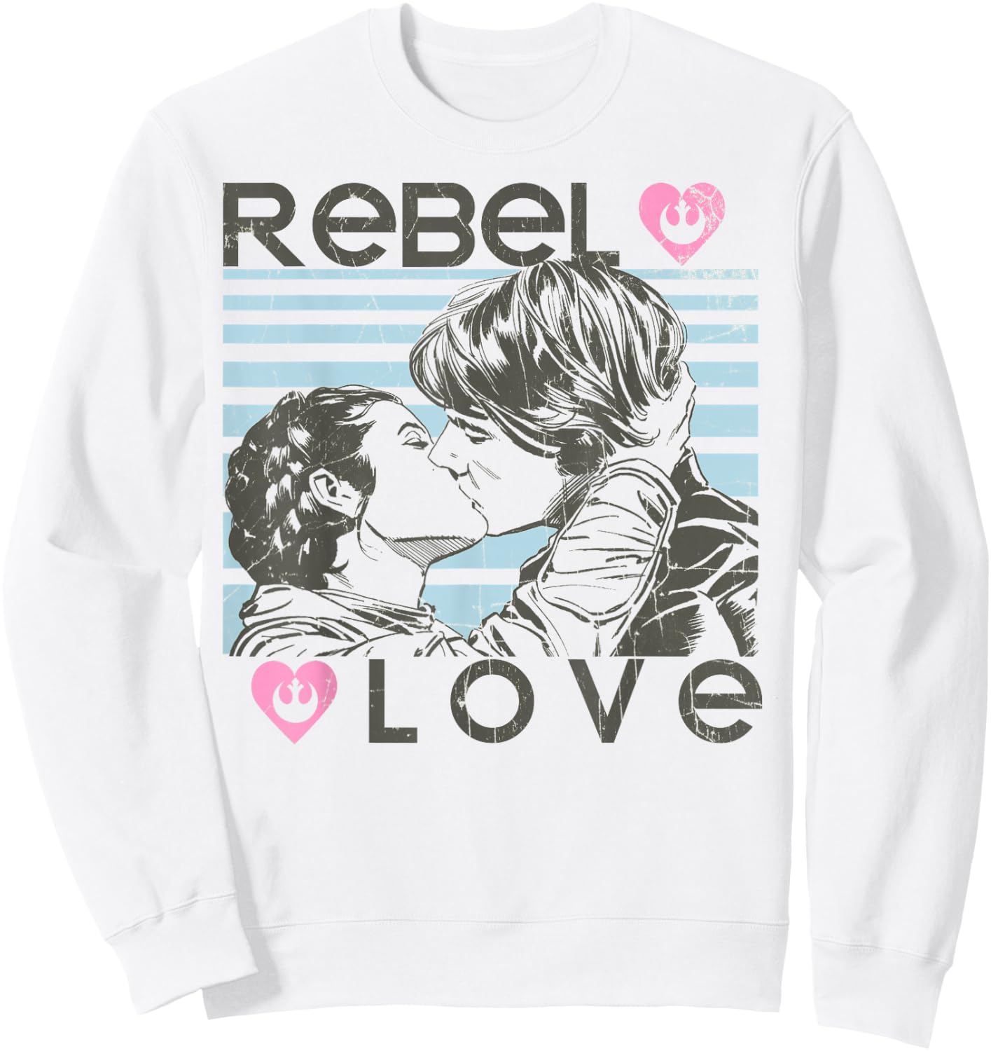 Star Wars Han Leia Rebel Love Kiss Graphic Sweatshirt - Sweatshirt | White