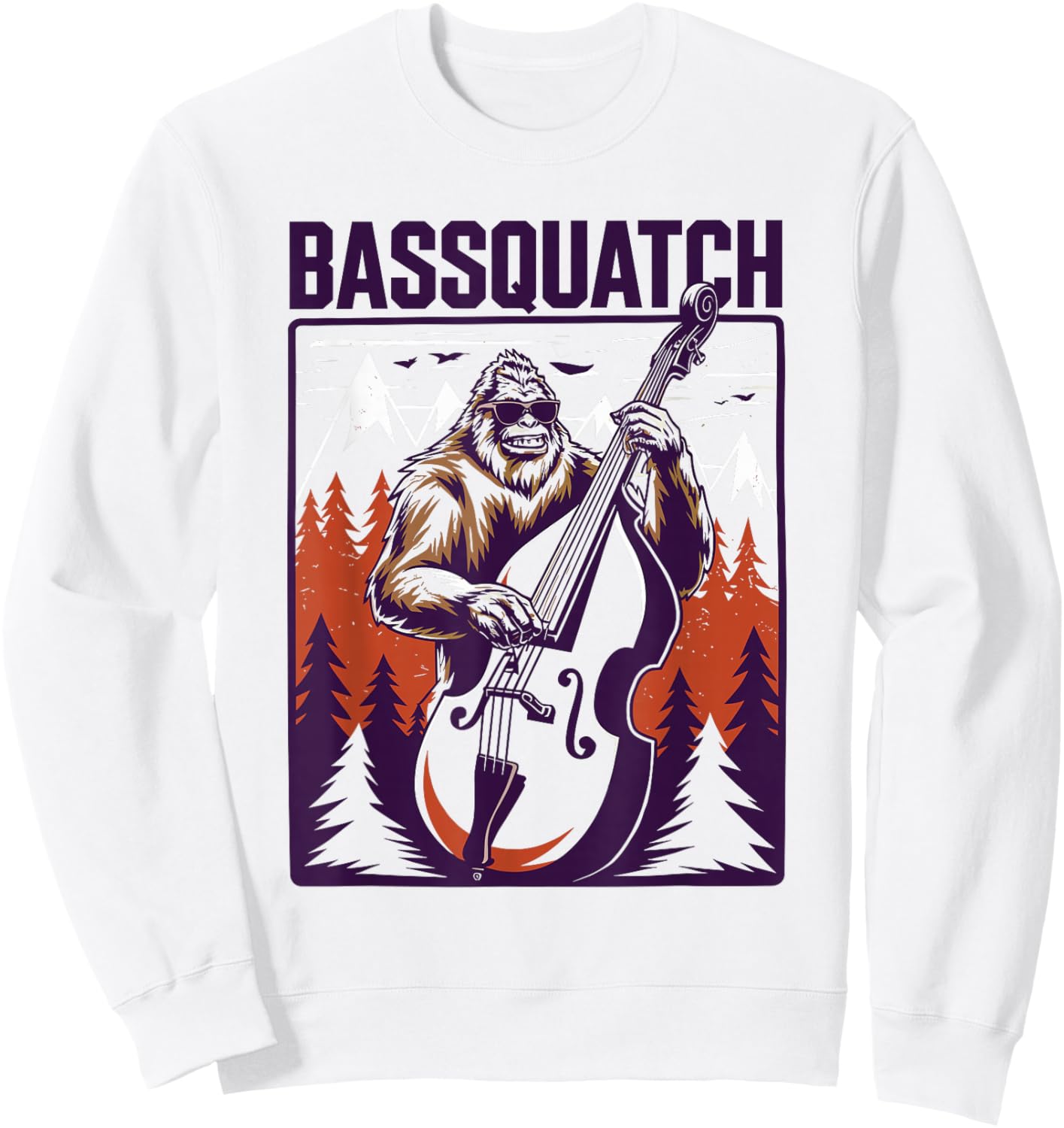 C.J.'s Sasquatch Bigfoot Double Bass Fiddle Gifts Bassquatch Bigfoot Double Bass Fiddle Upright Bass Sasquatch - Men's Yellow Small Classic Fit Short Sleeve Graphic Sweatshirt - Sweatshirt | White