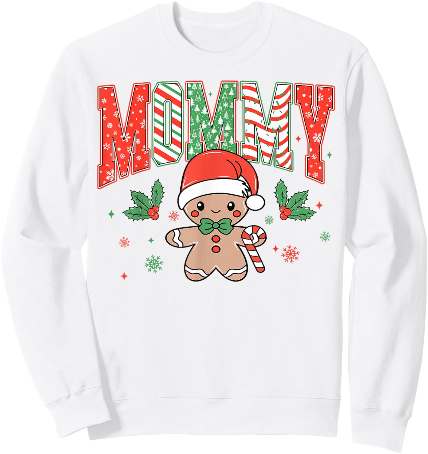 Gingerbread Mommy Christmas Cookies Pajama Family Matching Sweatshirt - Sweatshirt | White