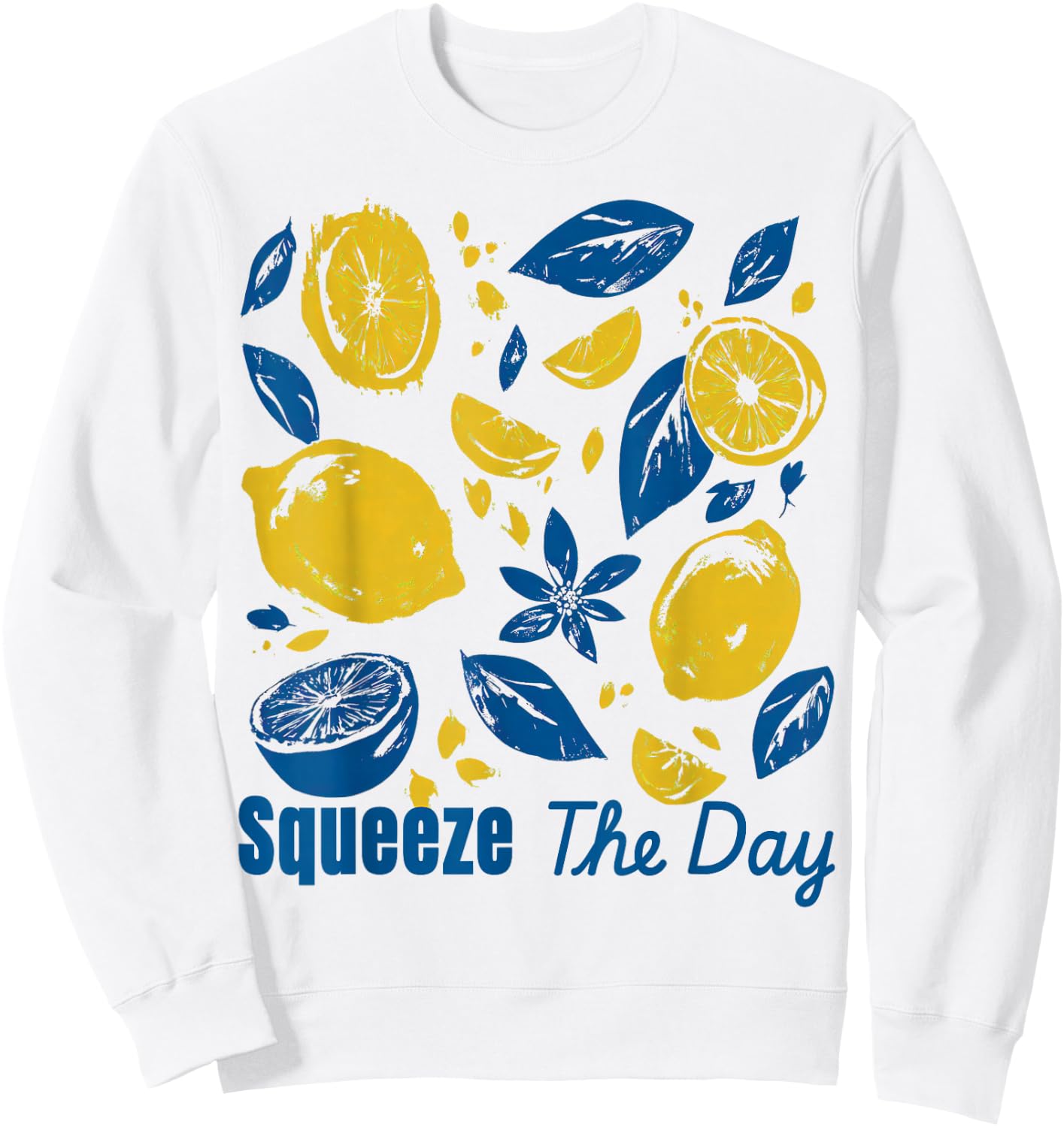 Squeeze The Day Lemon Citrus Retro Summer Motivational Sweatshirt - Sweatshirt | White