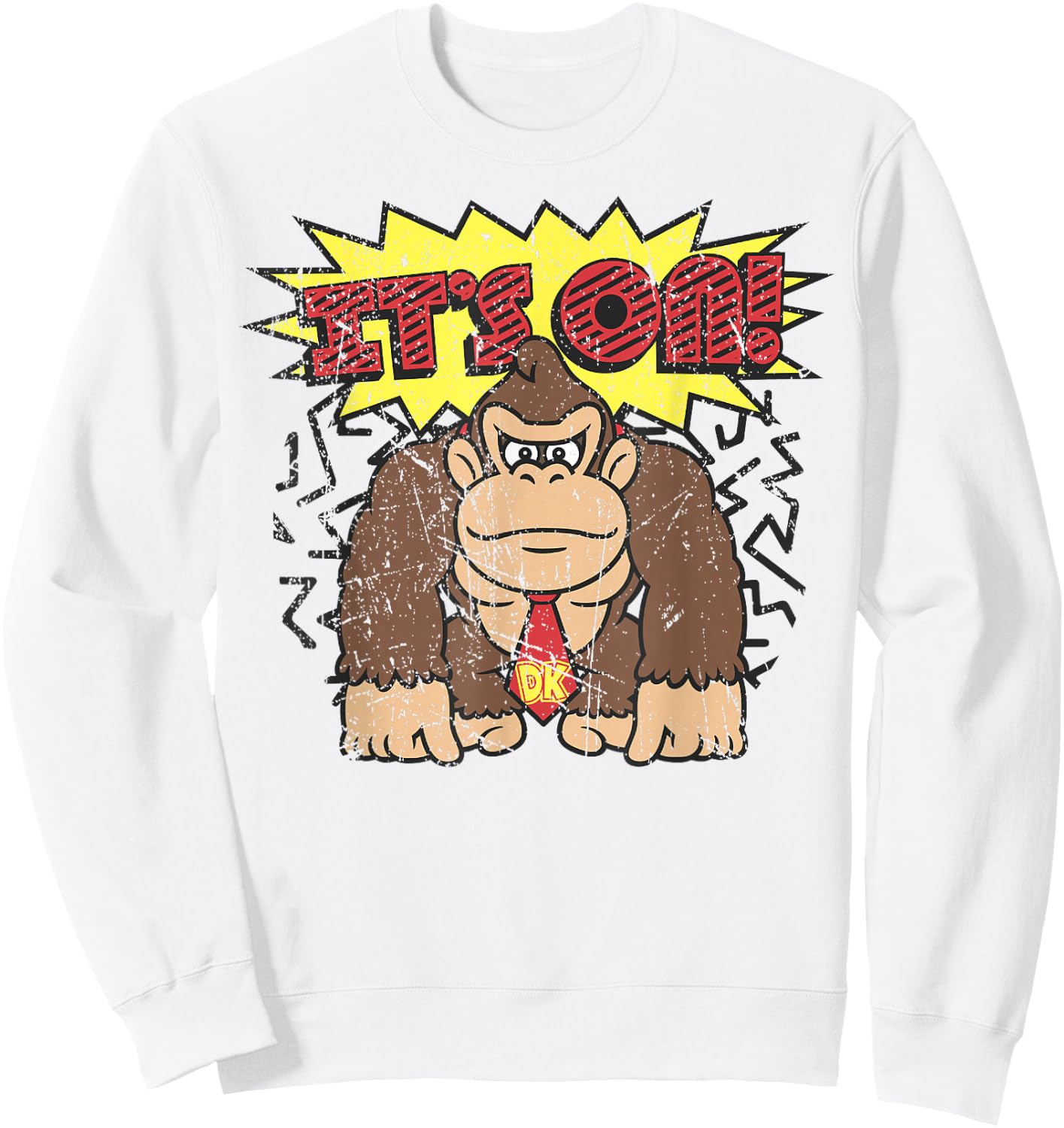 Donkey Kong It's On! Vintage Distressed Graphic Sweatshirt - Sweatshirt | White