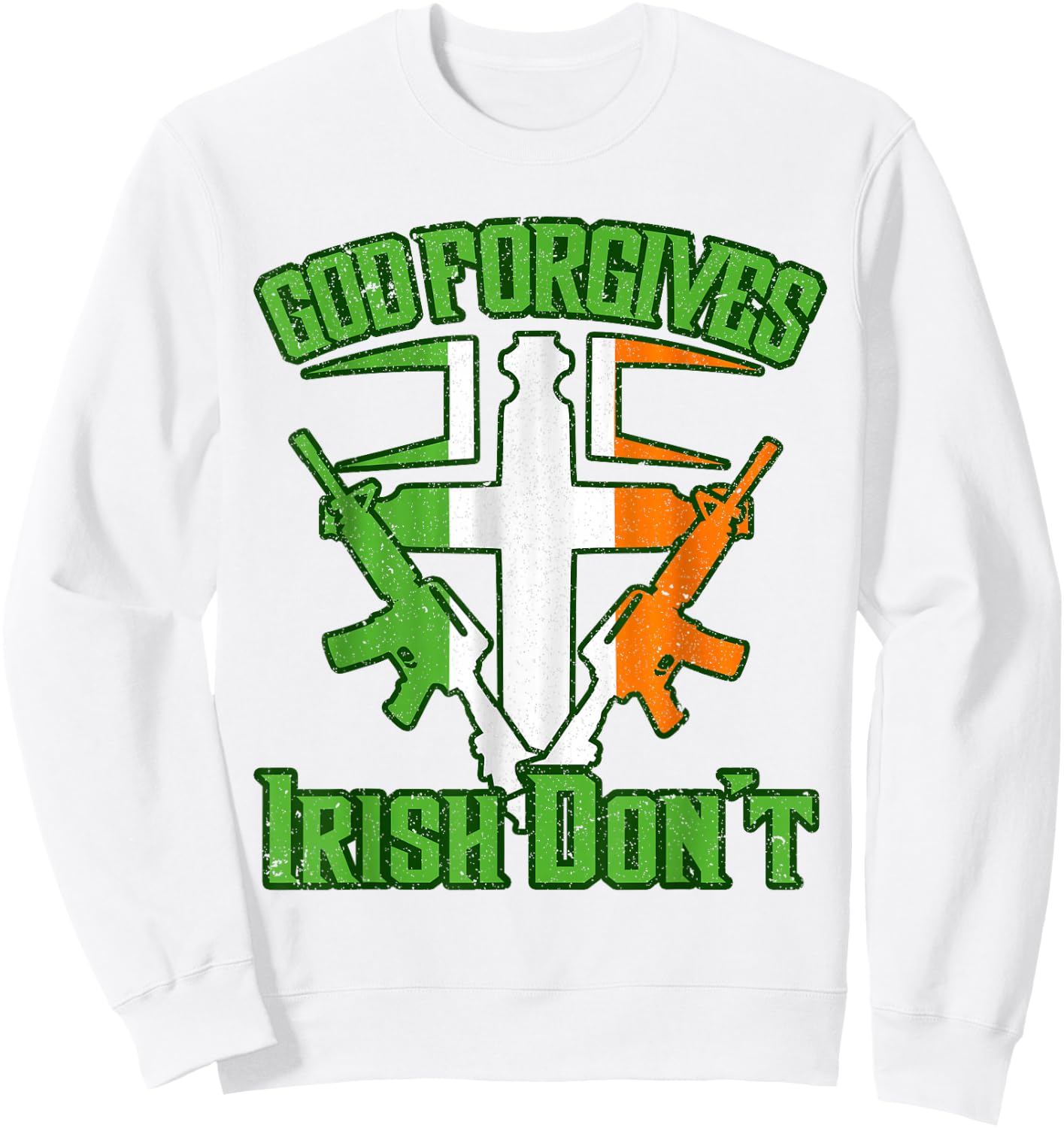 Irish Mob Shirt Boys Gangster Mafia Gun Cross Family Sweatshirt - Sweatshirt | White