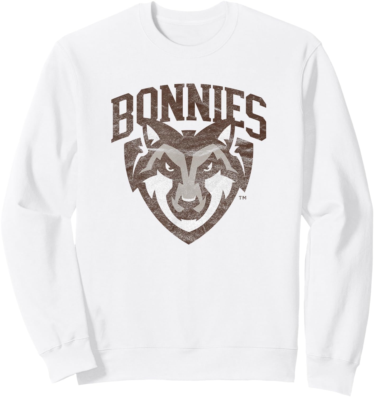 St. Bonaventure University Bonnies Primary Logo Distressed Sweatshirt - Sweatshirt | White