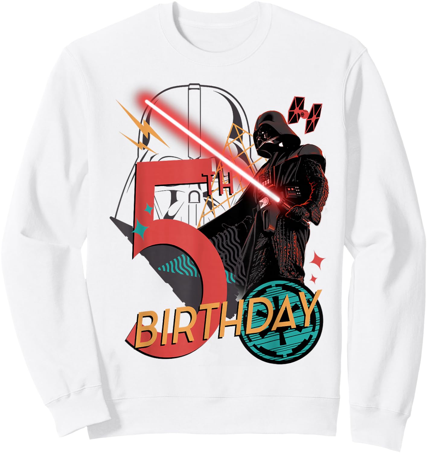 Star Wars Darth Vader 5th Birthday Abstract Background Sweatshirt - Sweatshirt | White