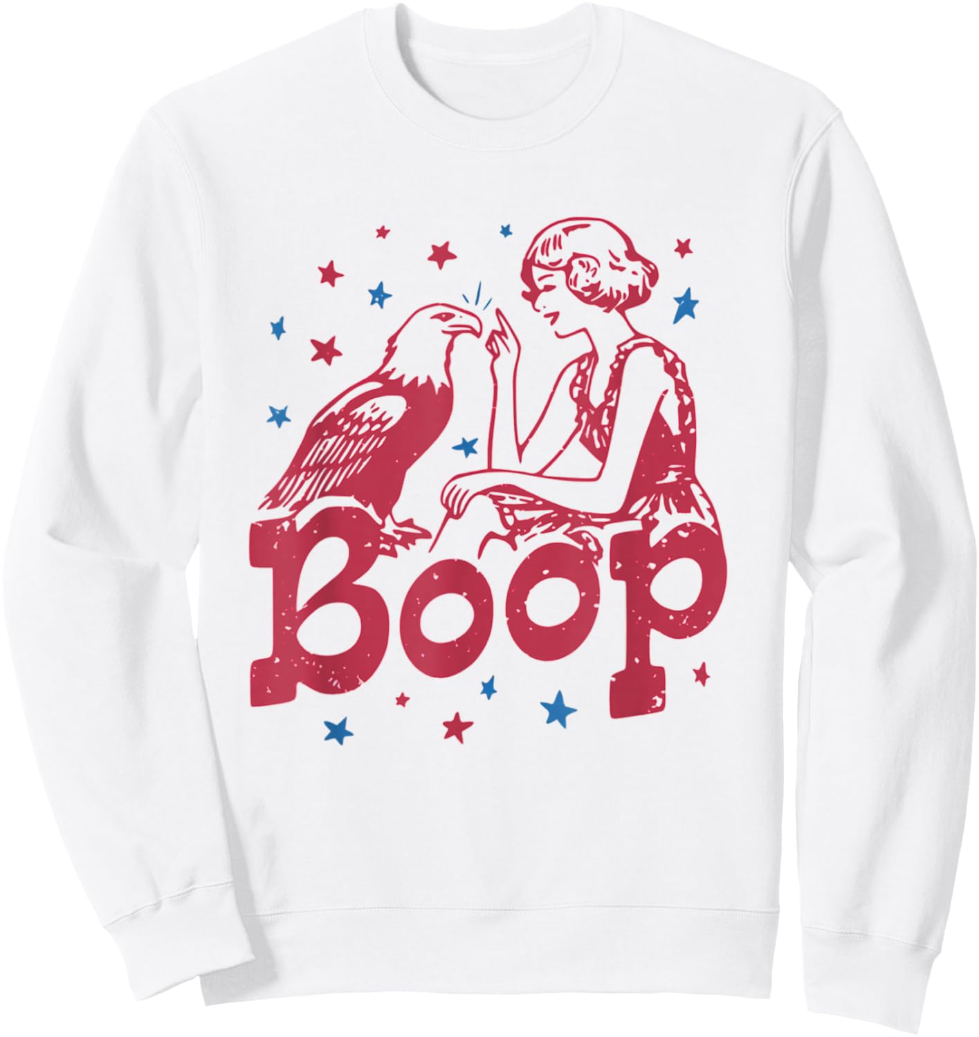 Retro Funny Eagle Boop Patriotic 4th July Retro America Sweatshirt - Sweatshirt | White