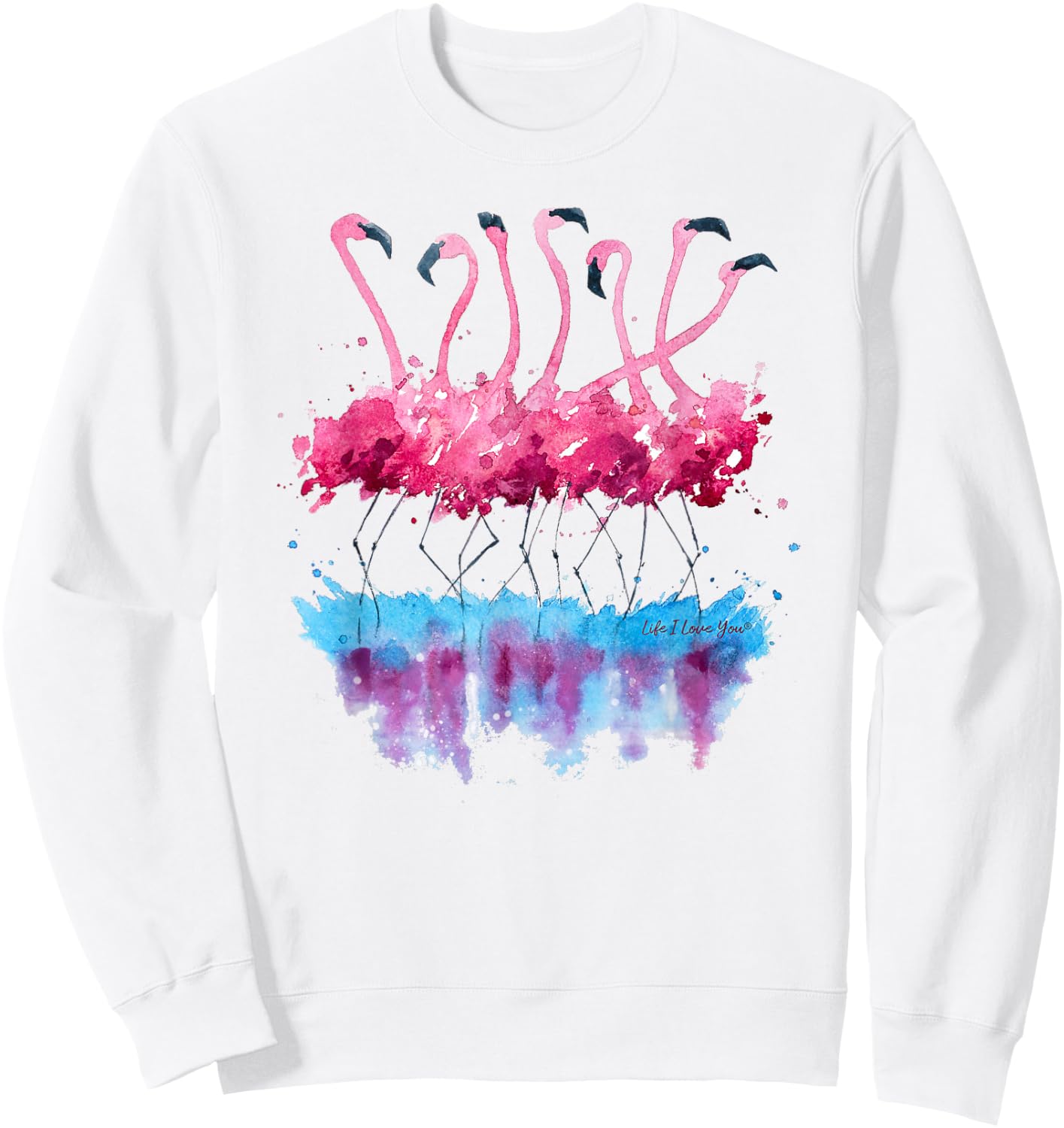 Beautiful Tropical Dancing Pink Flamingos Small Sweatshirt - Sweatshirt | White