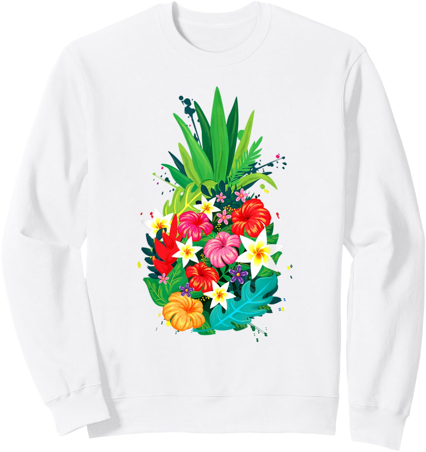 Tropical Flower Pineapple Summer Girl Hawaii Sweatshirt - Sweatshirt | White