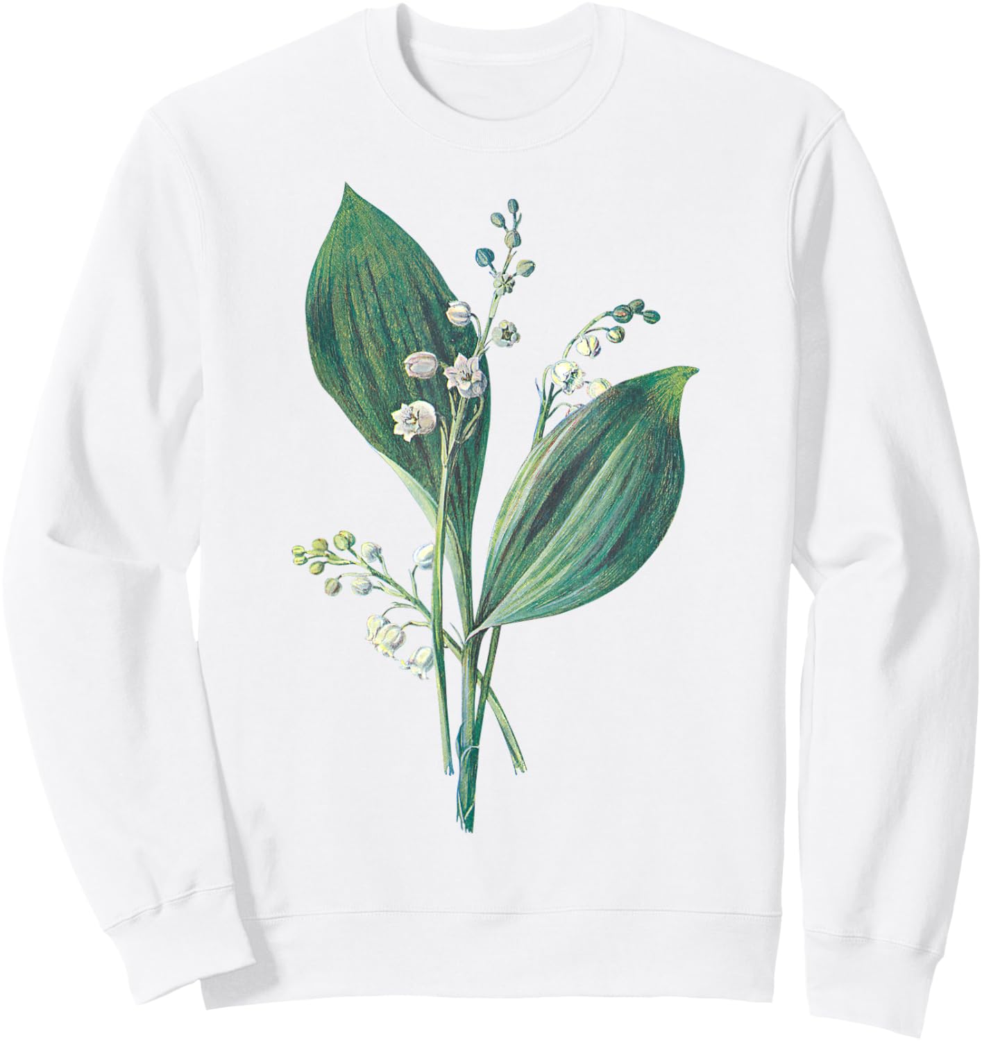Lily of The Valley Plant Art Painting Sweatshirt - Sweatshirt | White