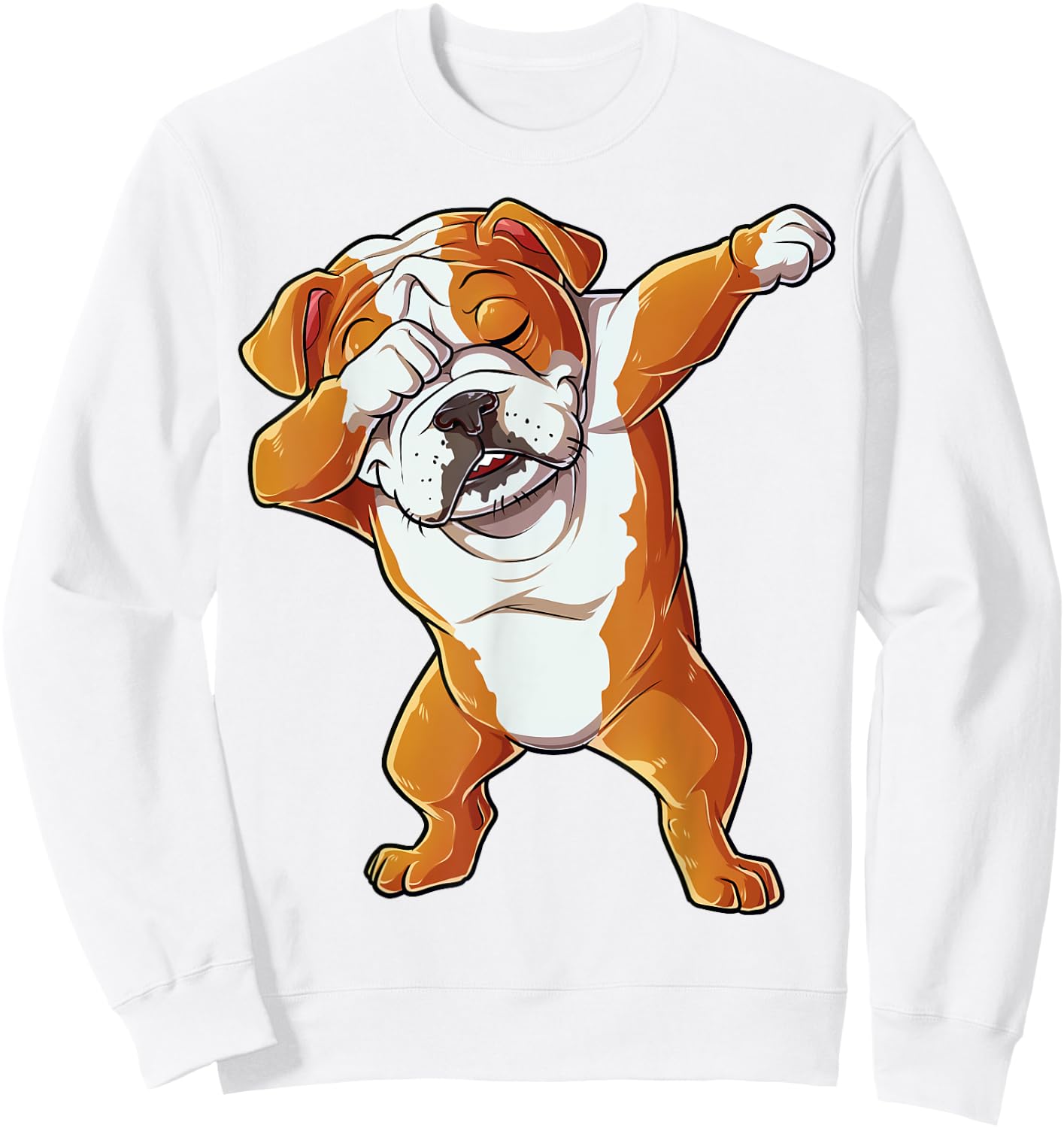 Dabbing English Bulldog T shirt Boys Dab Dance Puppy Lover Sweatshirt - Sweatshirt | White