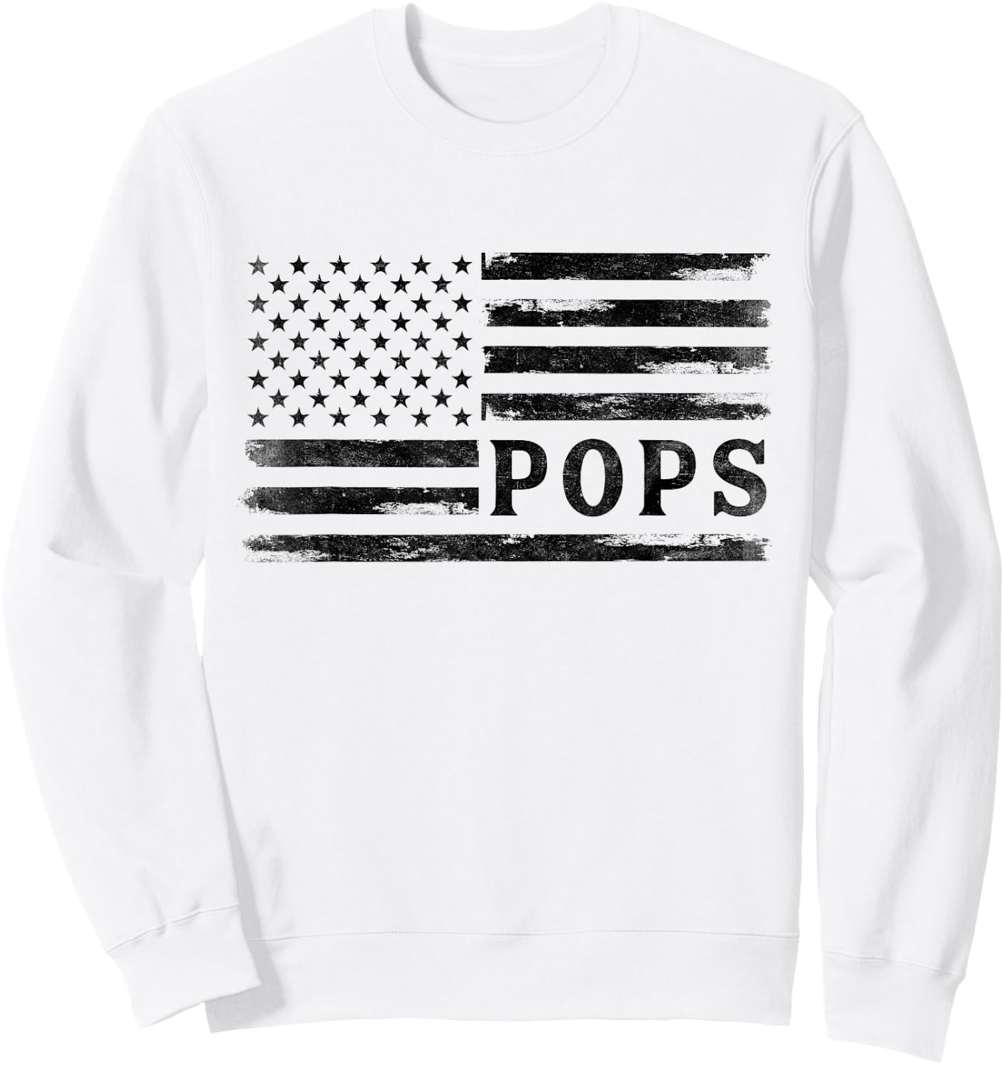 Pops Black Vintage USA Flag Father's Day Grandpa Sweatshirt - Sweatshirt | White
