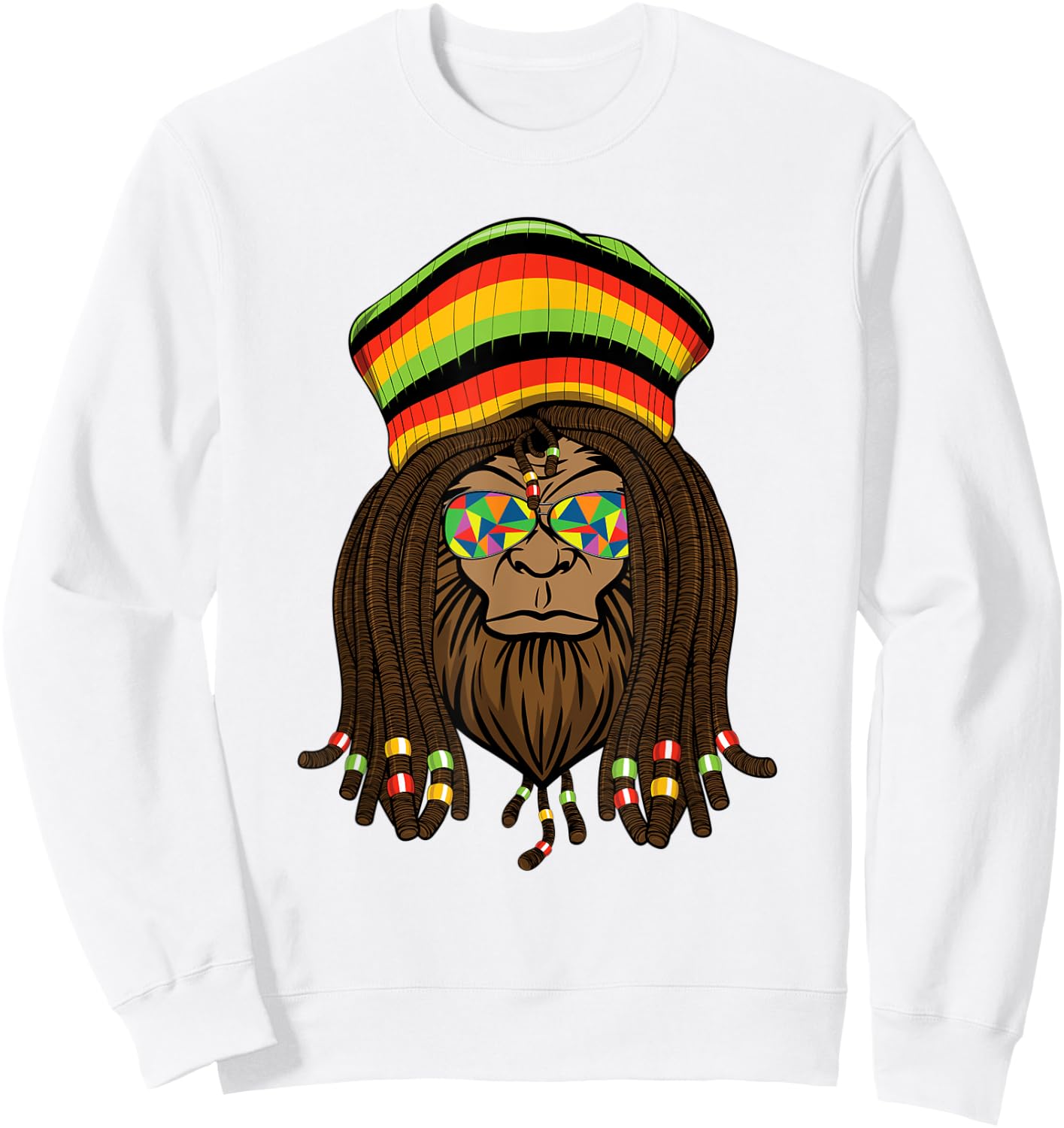 Sasquatch Reggae Dreads Bigfoot Dreadlocks Jamaica Rasta Sweatshirt - Sweatshirt | White