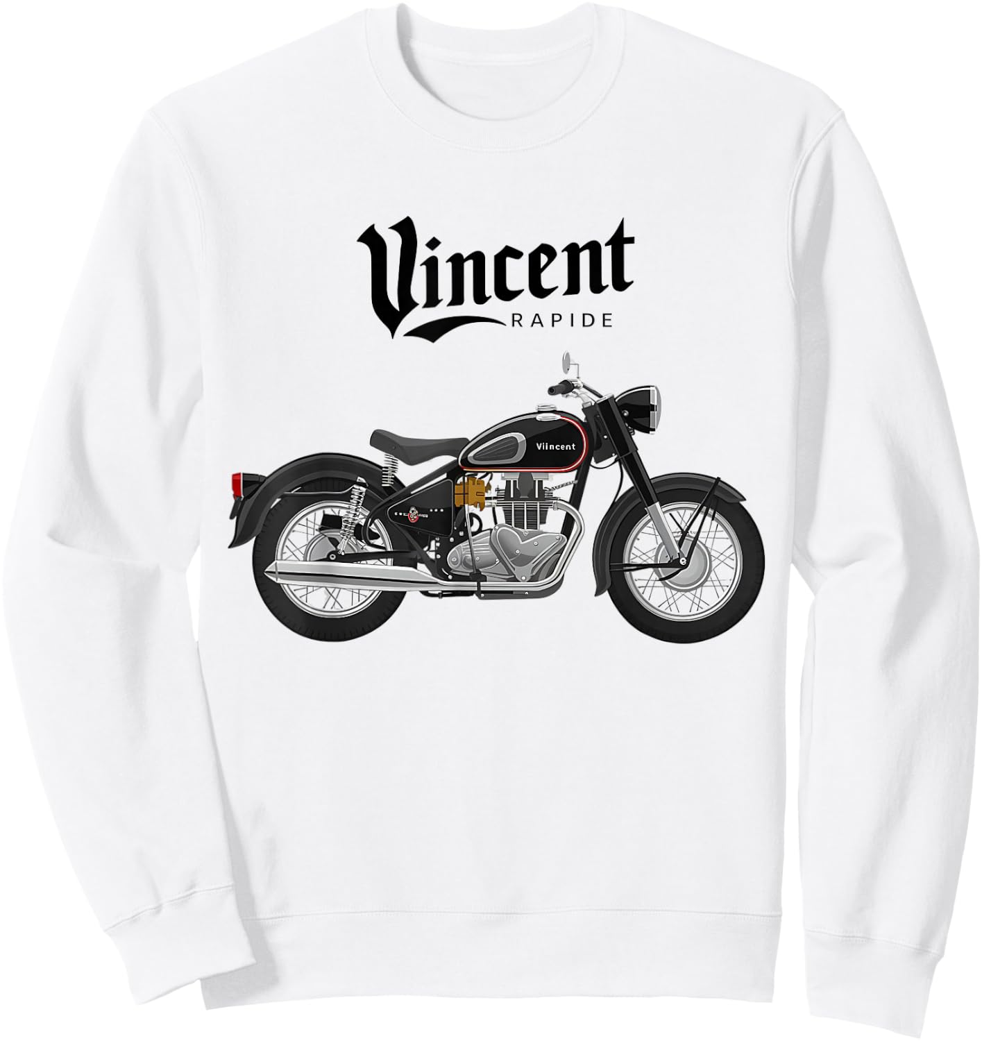 Vincent Rapide Vintage Motorcycle Graphic T Sweatshirt - Sweatshirt | White