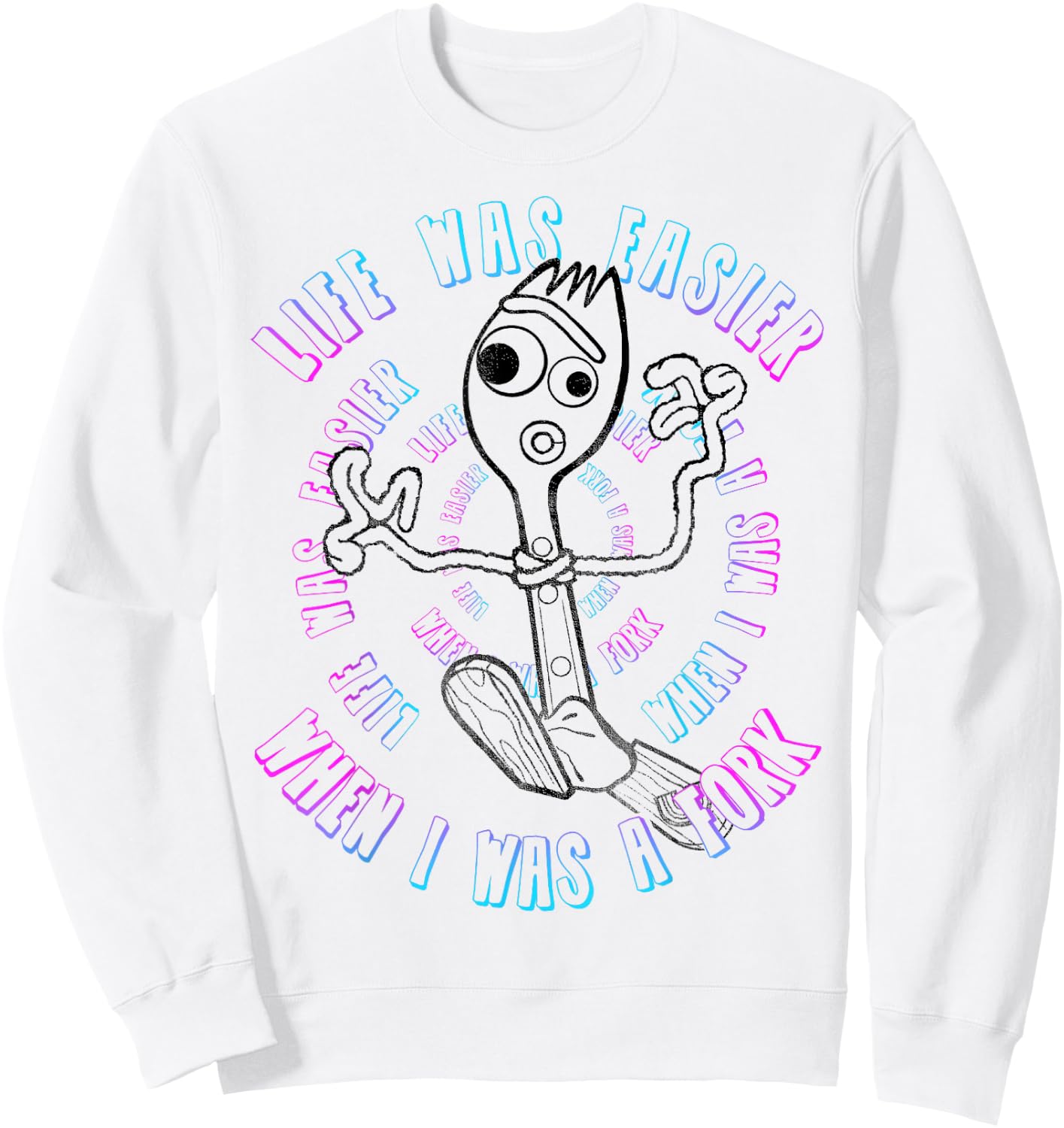 Disney Pixar Toy Story 4 Forky Life was Easier Poster Sweatshirt - Sweatshirt | White