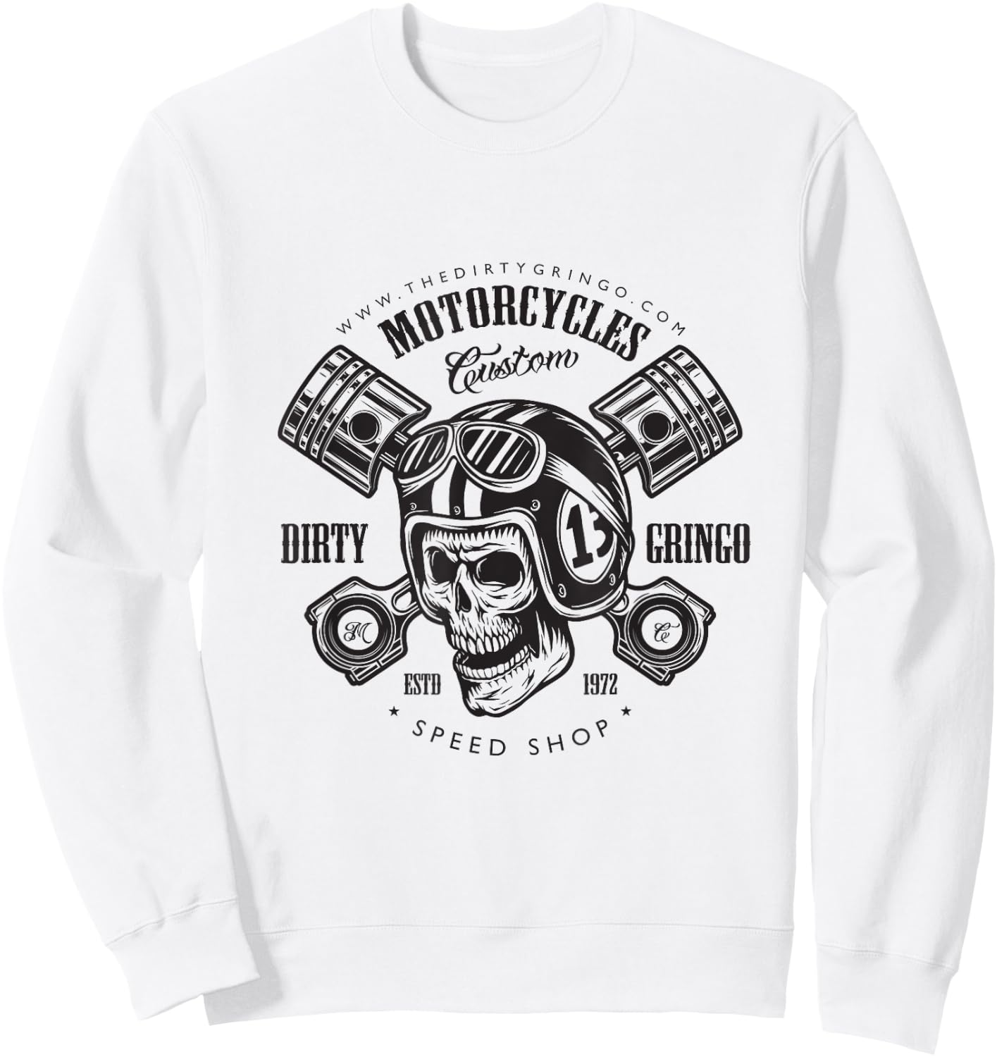The Dirty Gringo Speed Shop Motorcycle Club Sweatshirt - Sweatshirt | White