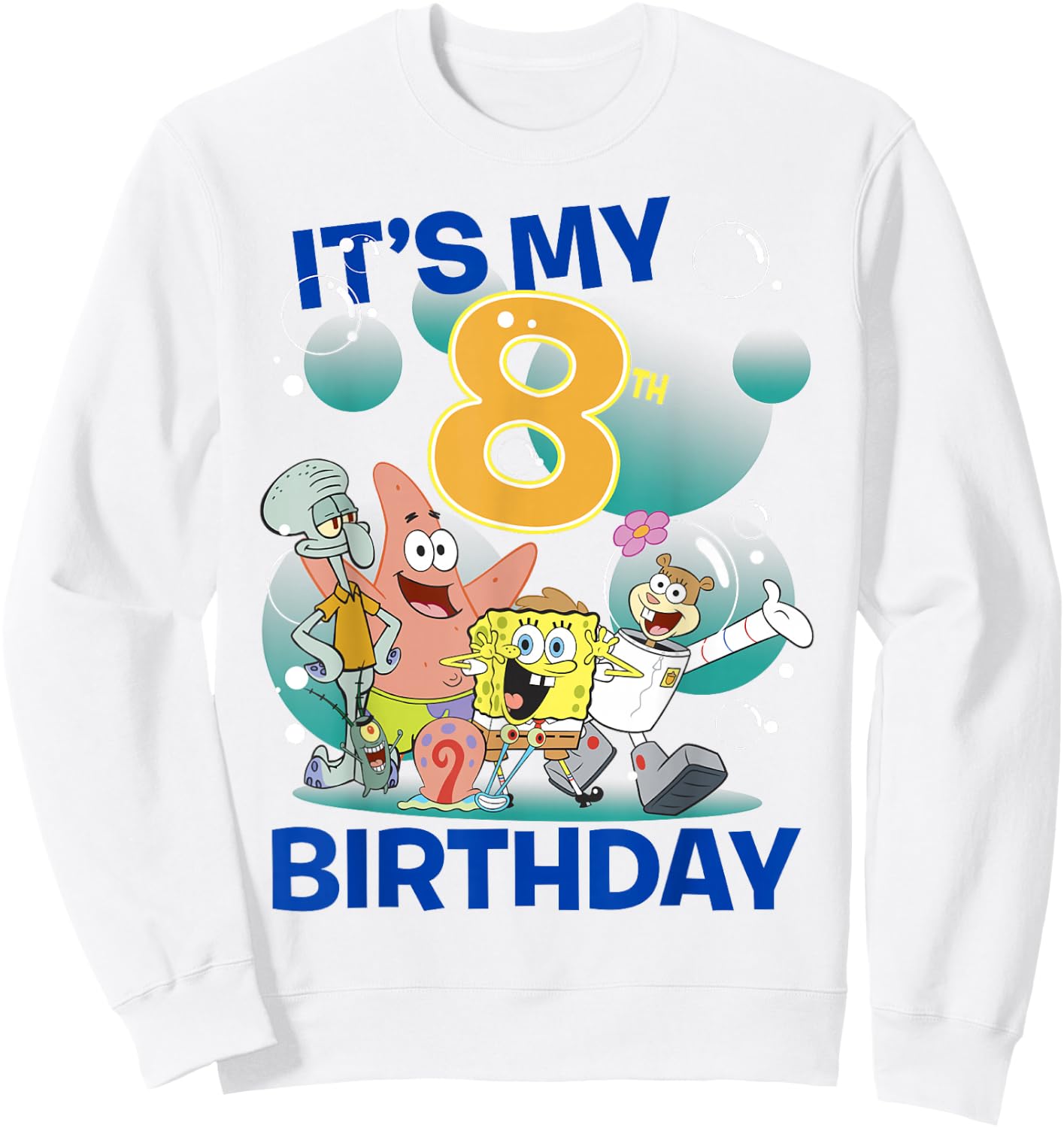 Spongebob Squarepants It's My 8th Birthday Group Shot Sweatshirt - Sweatshirt | White