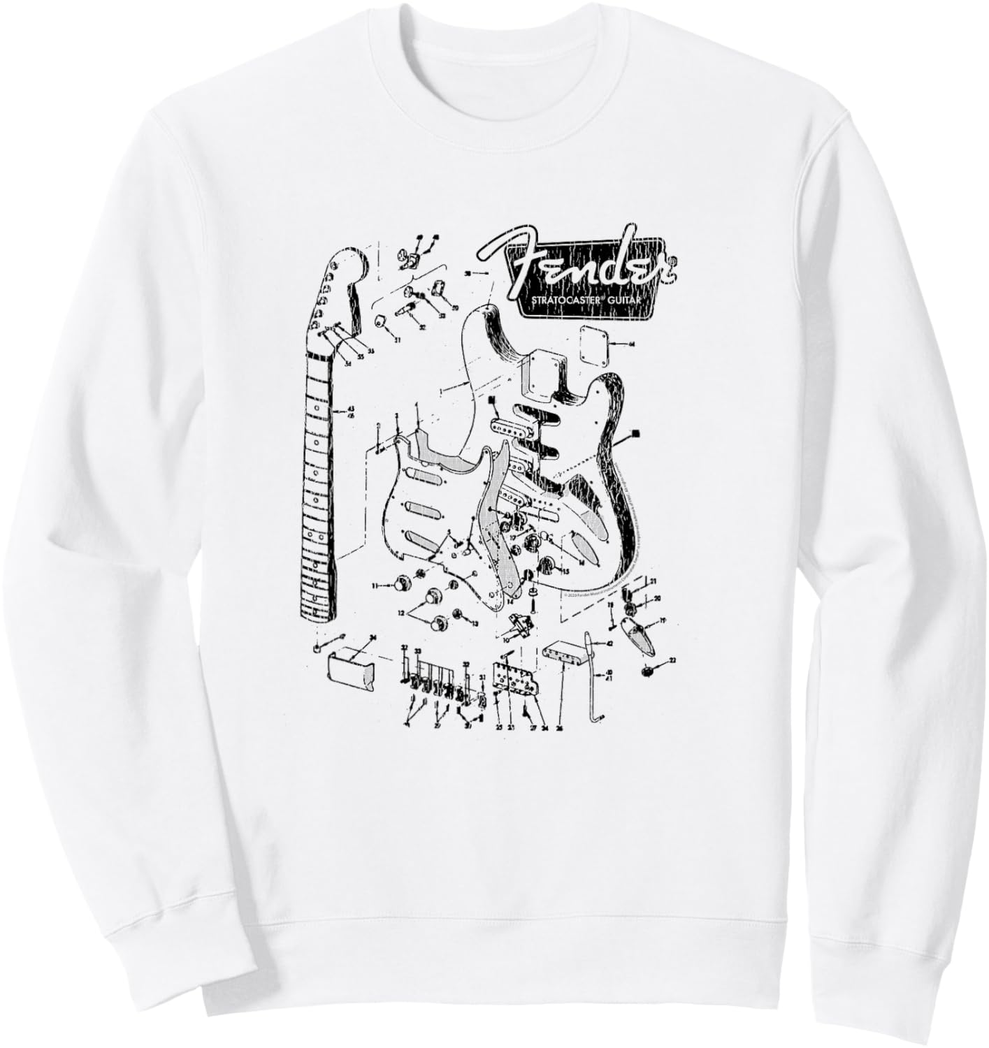 Fender Stratocaster Breakdown Schematics Sweatshirt - Sweatshirt | White