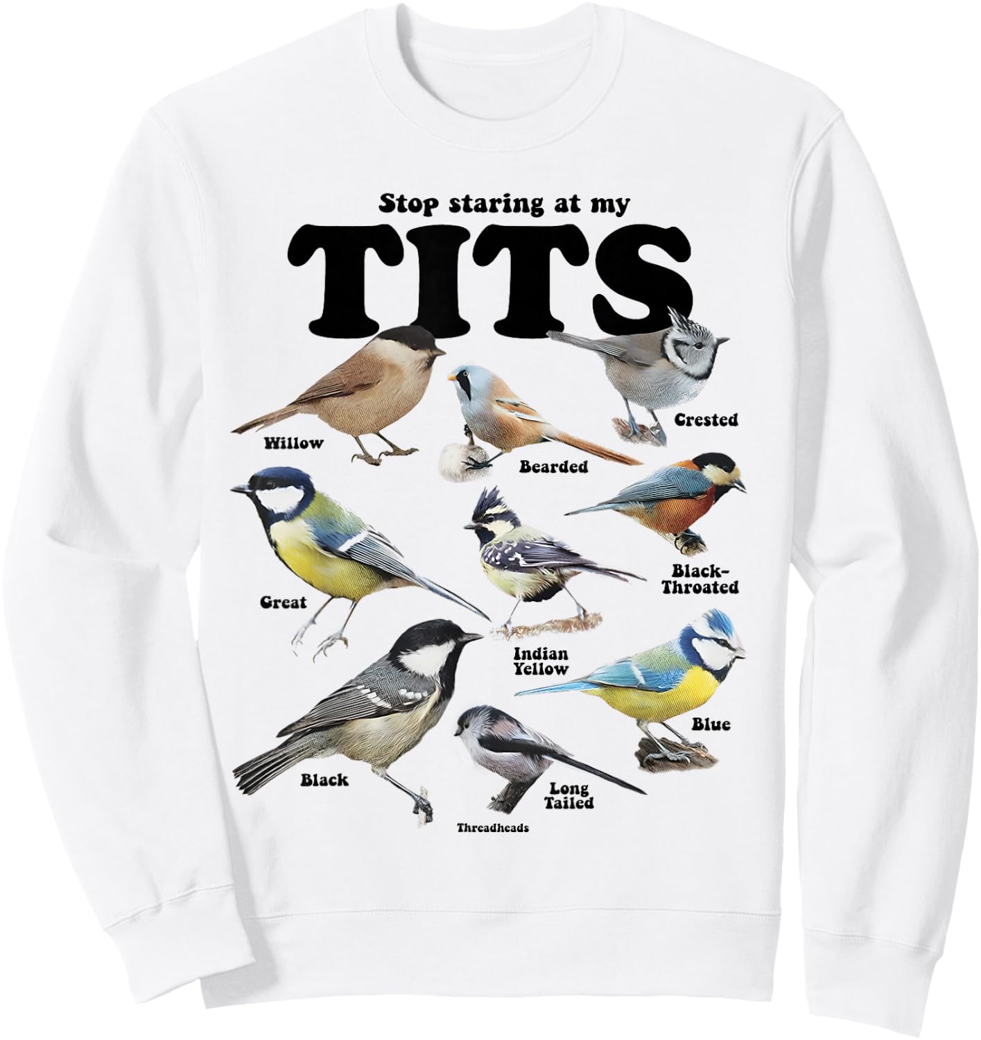 Stop Staring At My Tits Funny Birds Lover Saying Quote Women Sweatshirt - Sweatshirt | White