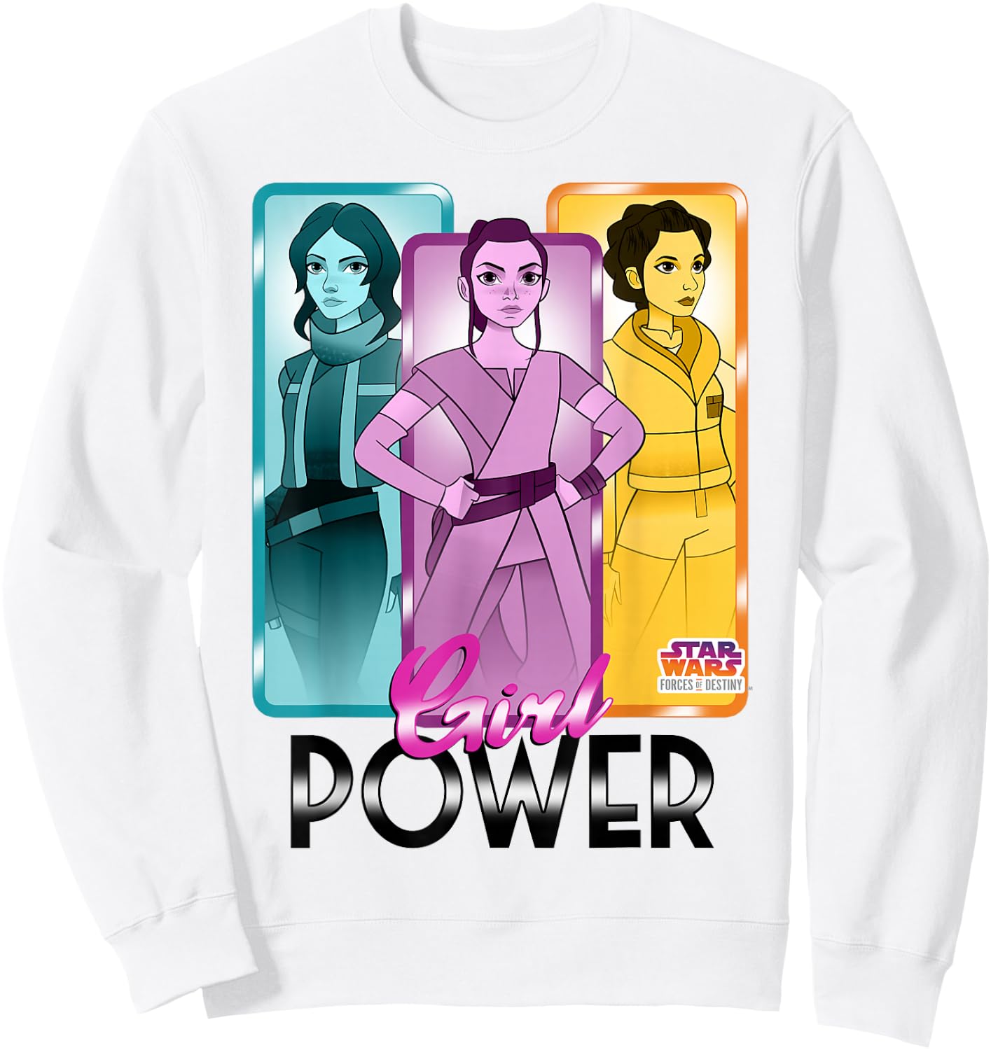 Star Wars Forces of Destiny Rey Leia Jyn Girl Power Sweatshirt - Sweatshirt | White