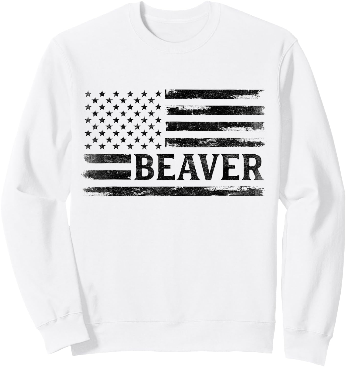Beaver Black Vintage USA Flag Animal Lover Sweatshirt - Sweatshirt | White