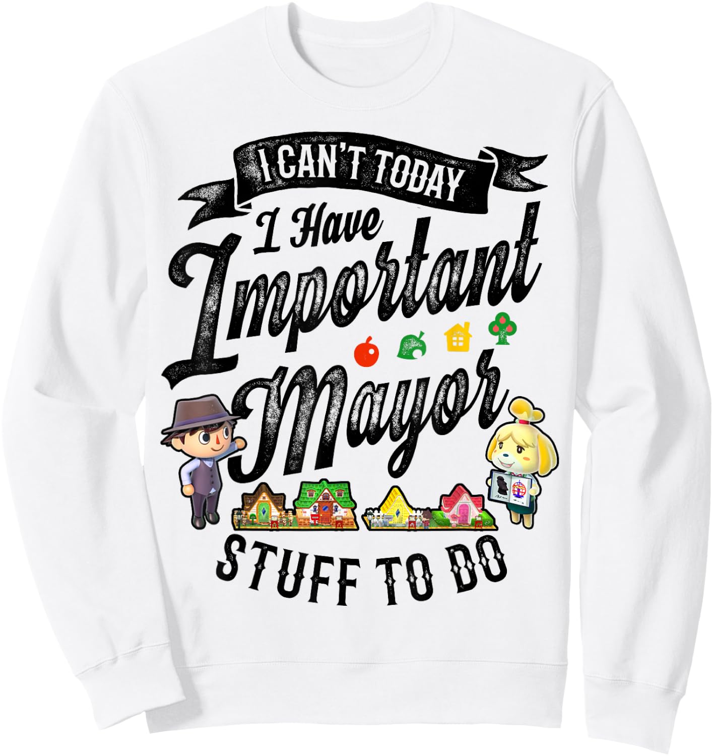 Animal Crossing Important Mayor Stuff Graphic Sweatshirt - Sweatshirt | White