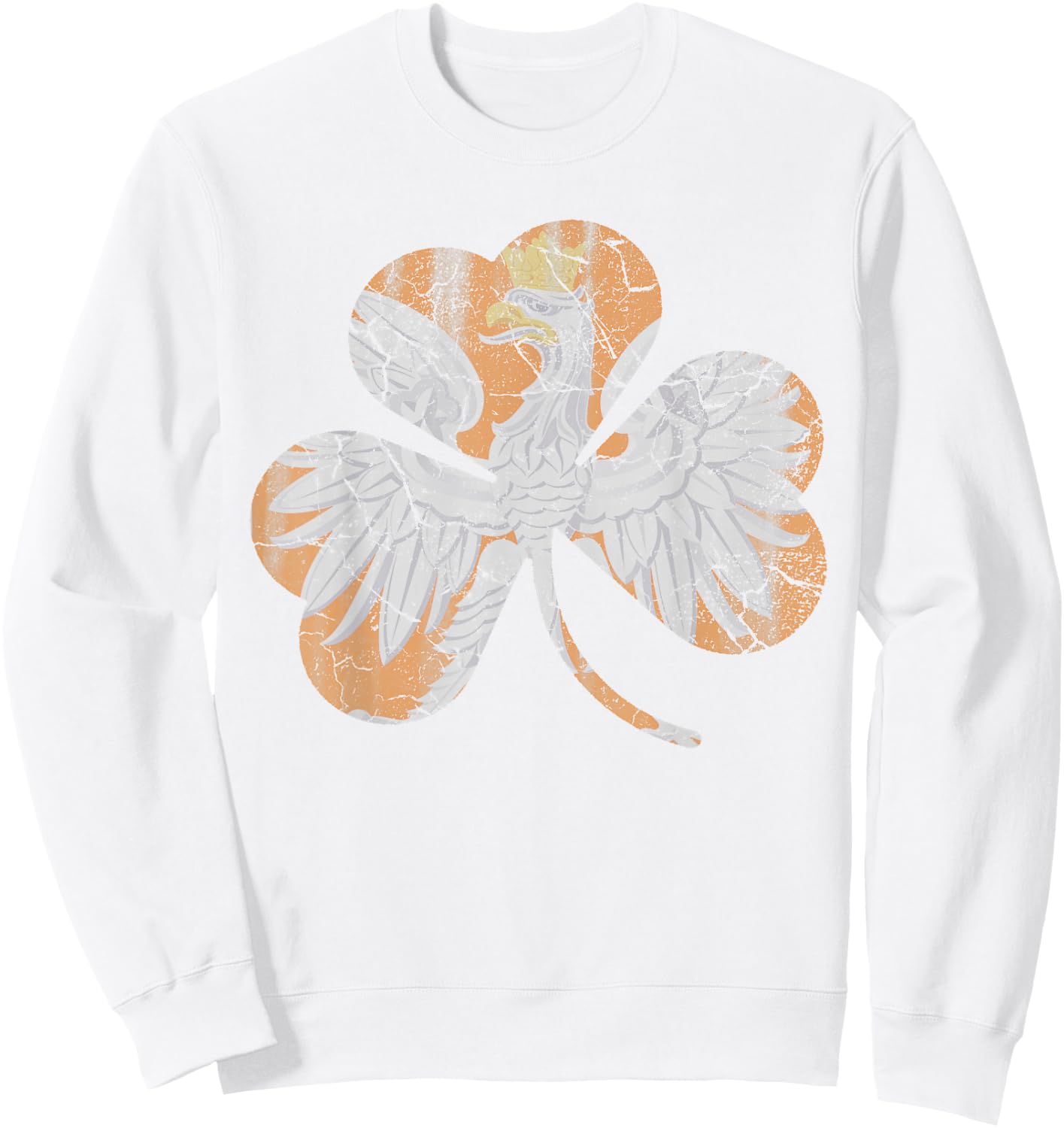Irish Polish Eagle Shamrock Green St Patricks Day Sweatshirt - Sweatshirt | White