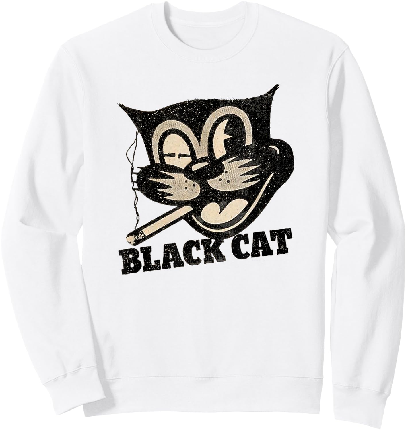 Vintage Retro Black Cat Smoking Halloween Gift Sweatshirt - Sweatshirt | White