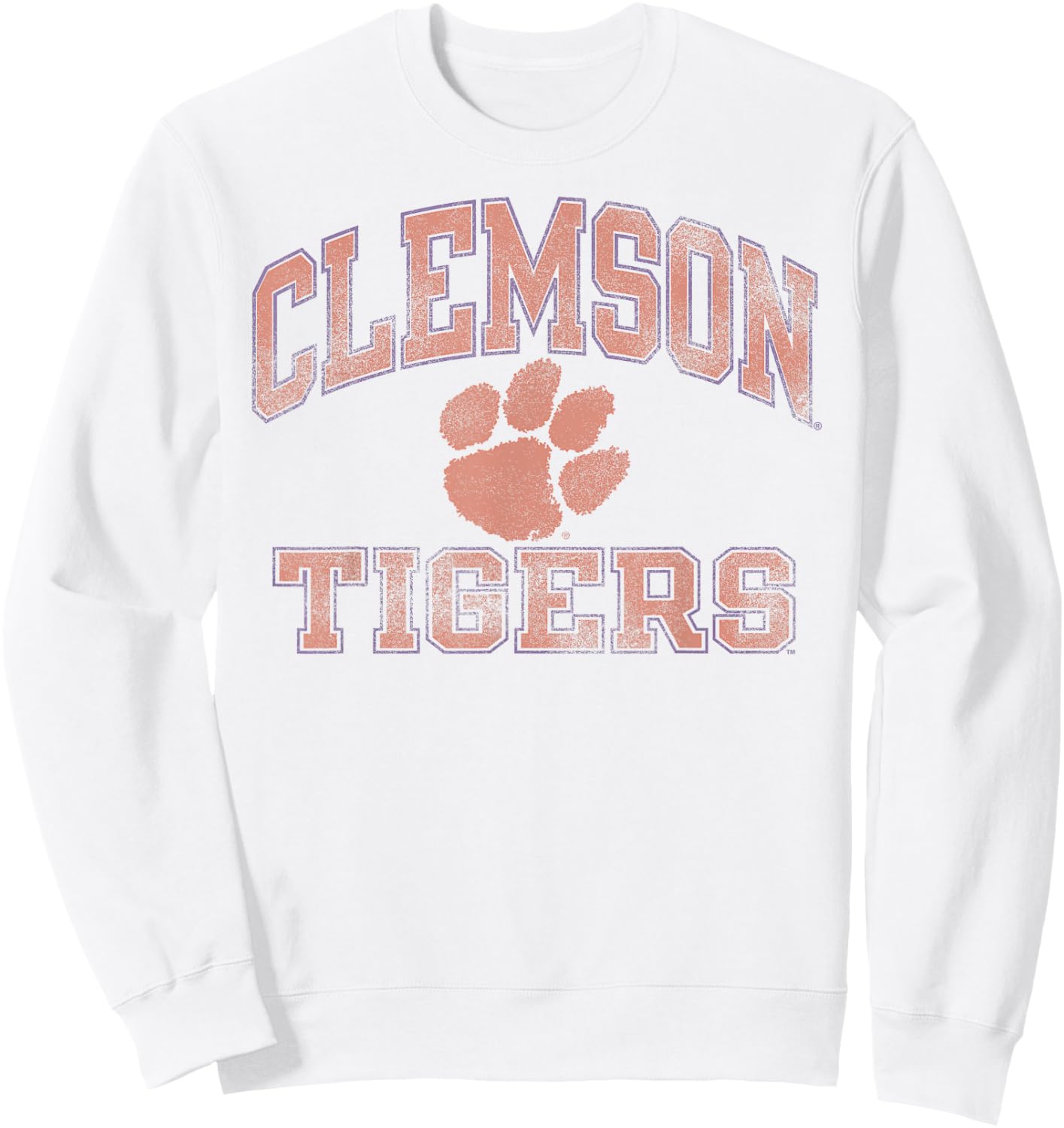 Clemson Tigers Vintage Worn Gray Officially Licensed Sweatshirt - Sweatshirt | White