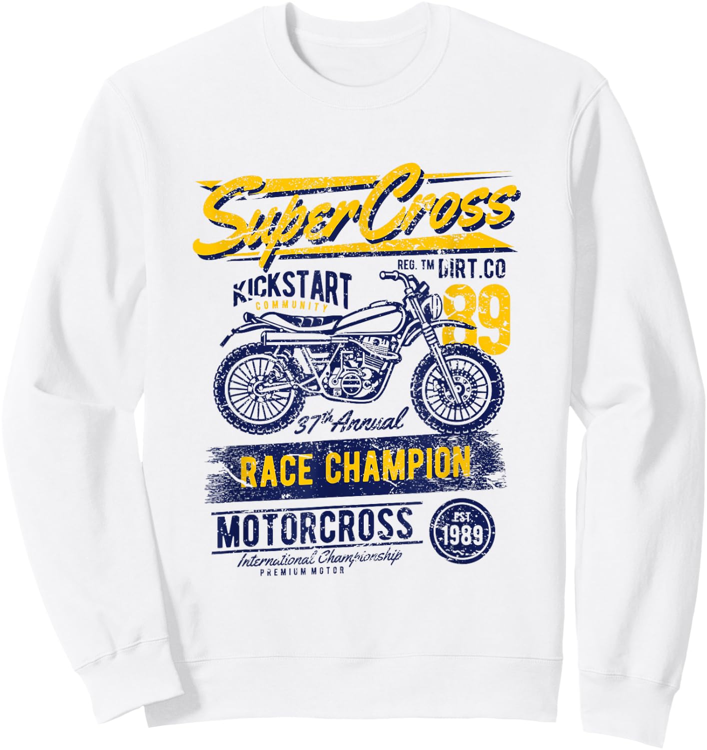 Supercross Race Champion Vintage Motorcycle Eighties Sweatshirt - Sweatshirt | White
