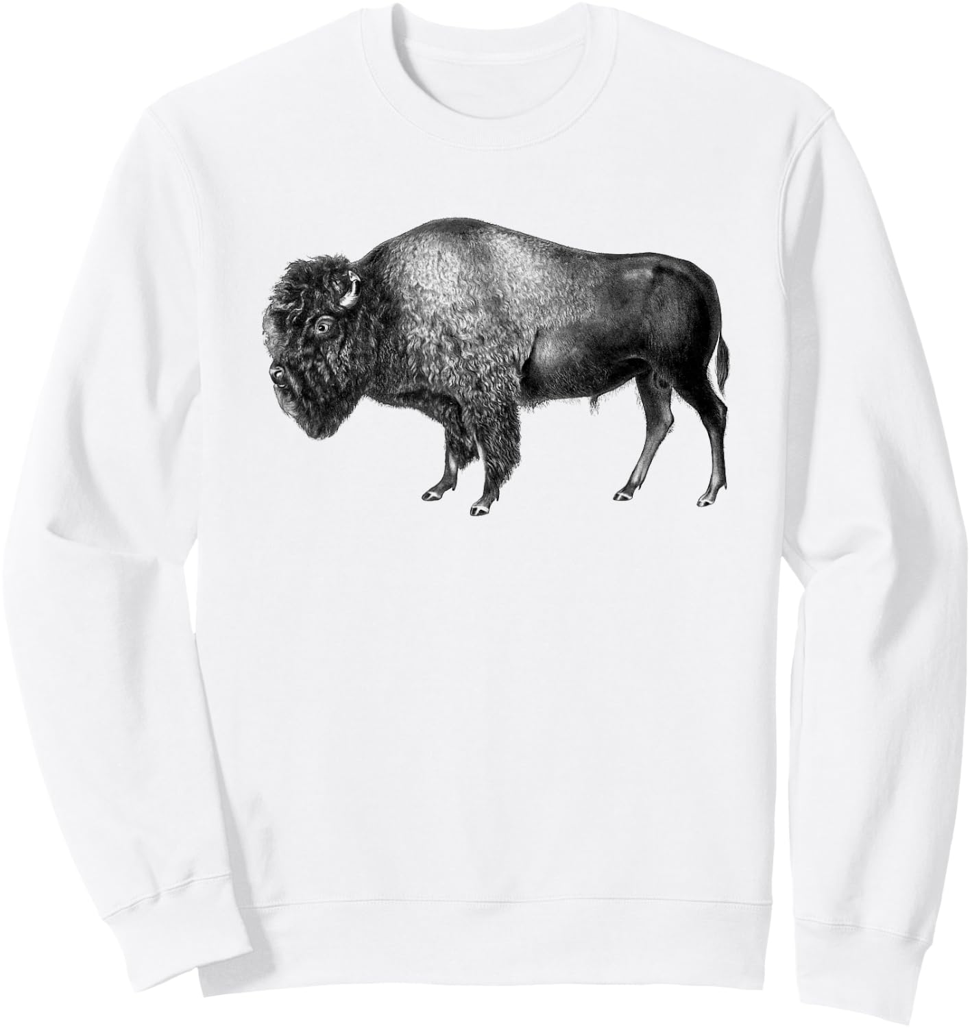 Buffalo Vintage Retro American Bison Sweatshirt - Sweatshirt | White