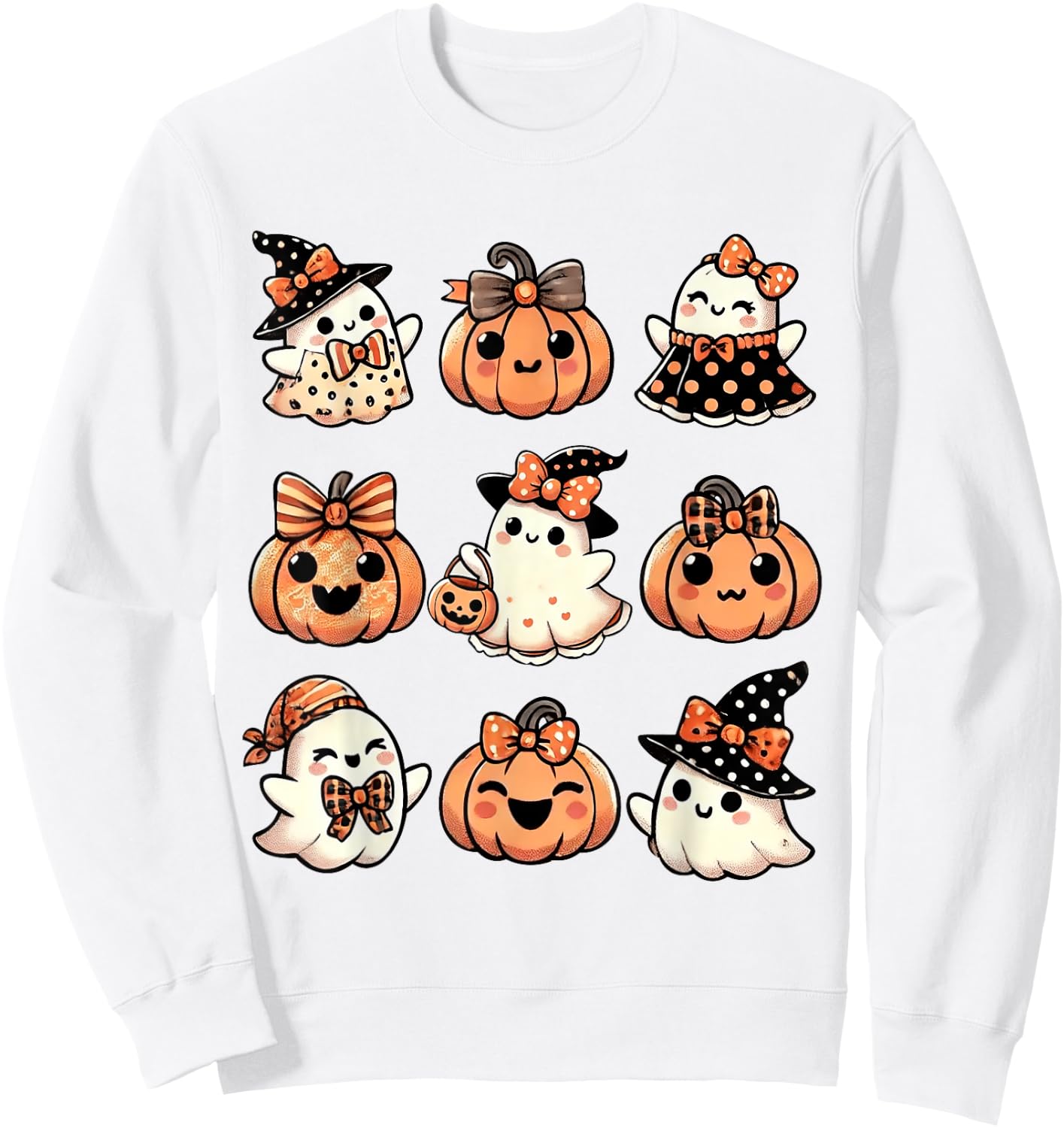 Cute Pumpkin Ghost Halloween Girls Kid Toddler Boo Halloween Sweatshirt - Sweatshirt | White