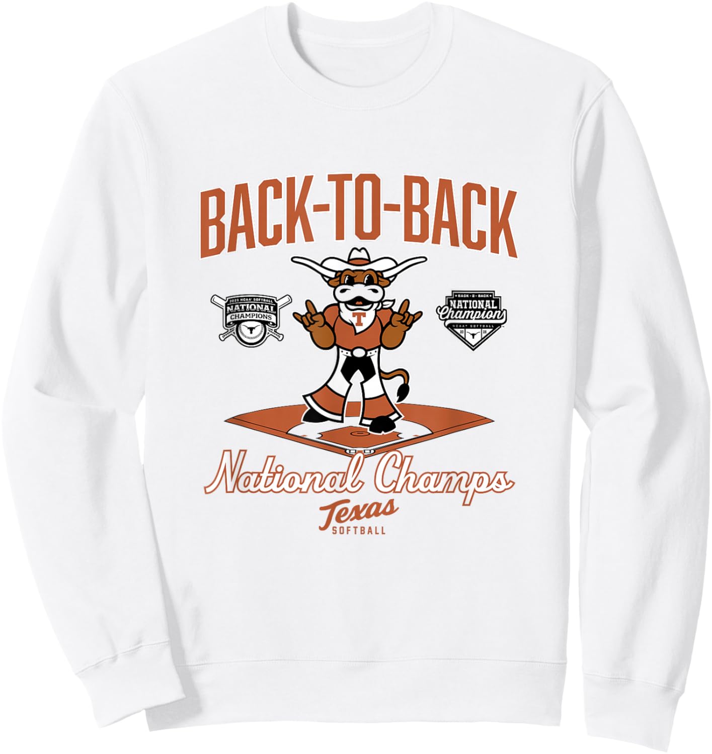 Texas Softball - Back-to-Back Champions Diamond - NCAA Sweatshirt - Sweatshirt | White